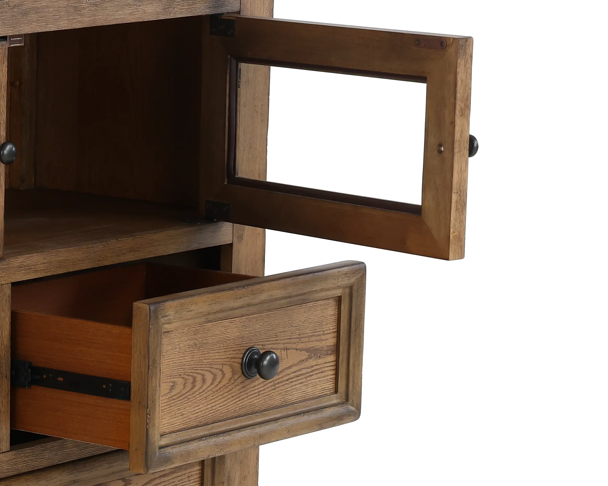 Country Oak Door and Drawer Chest-7