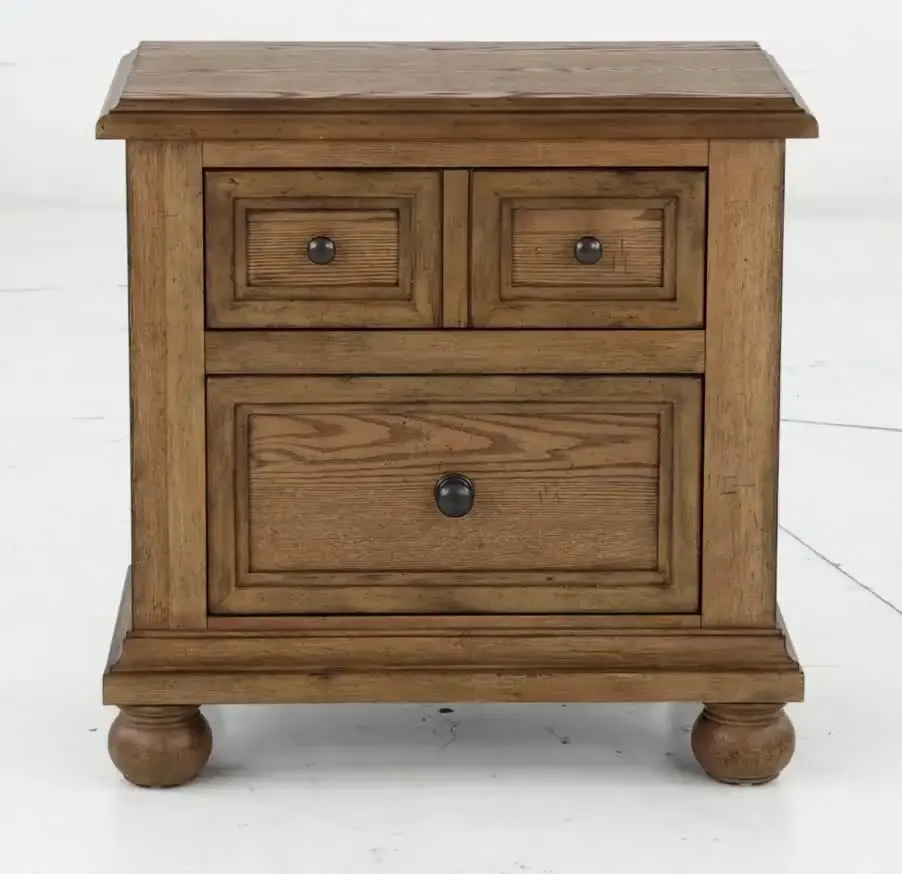 Country Living Oak 2-Drawer Nightstand-11