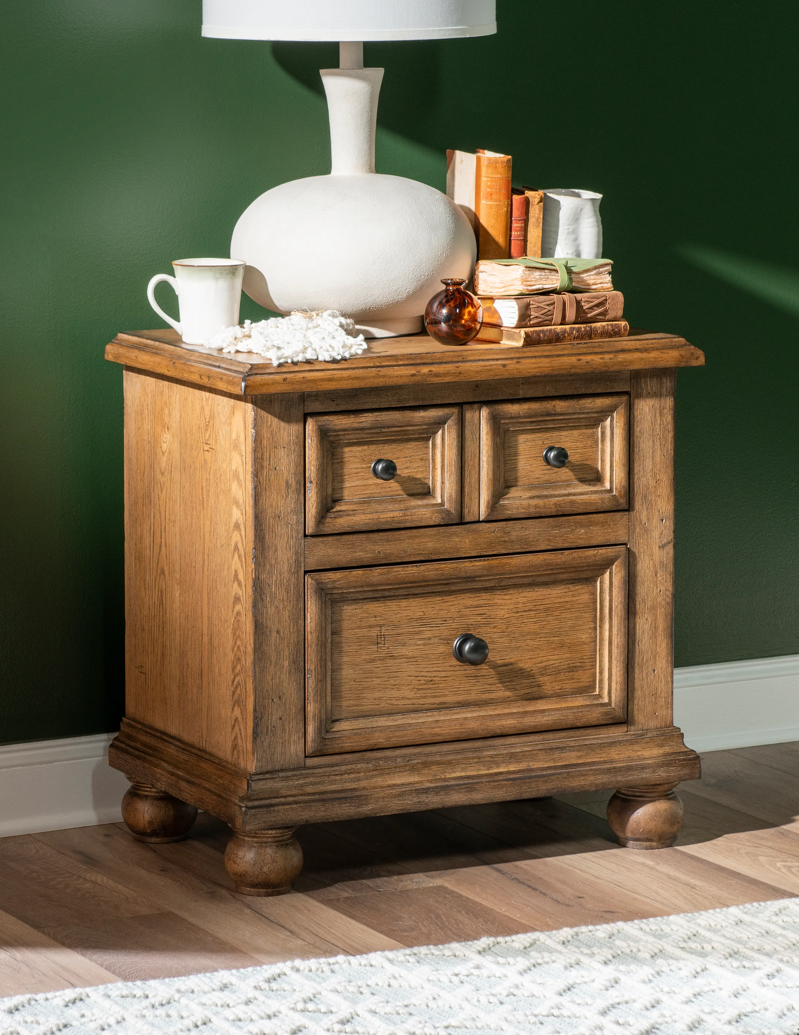 Country Living Oak 2-Drawer Nightstand-2