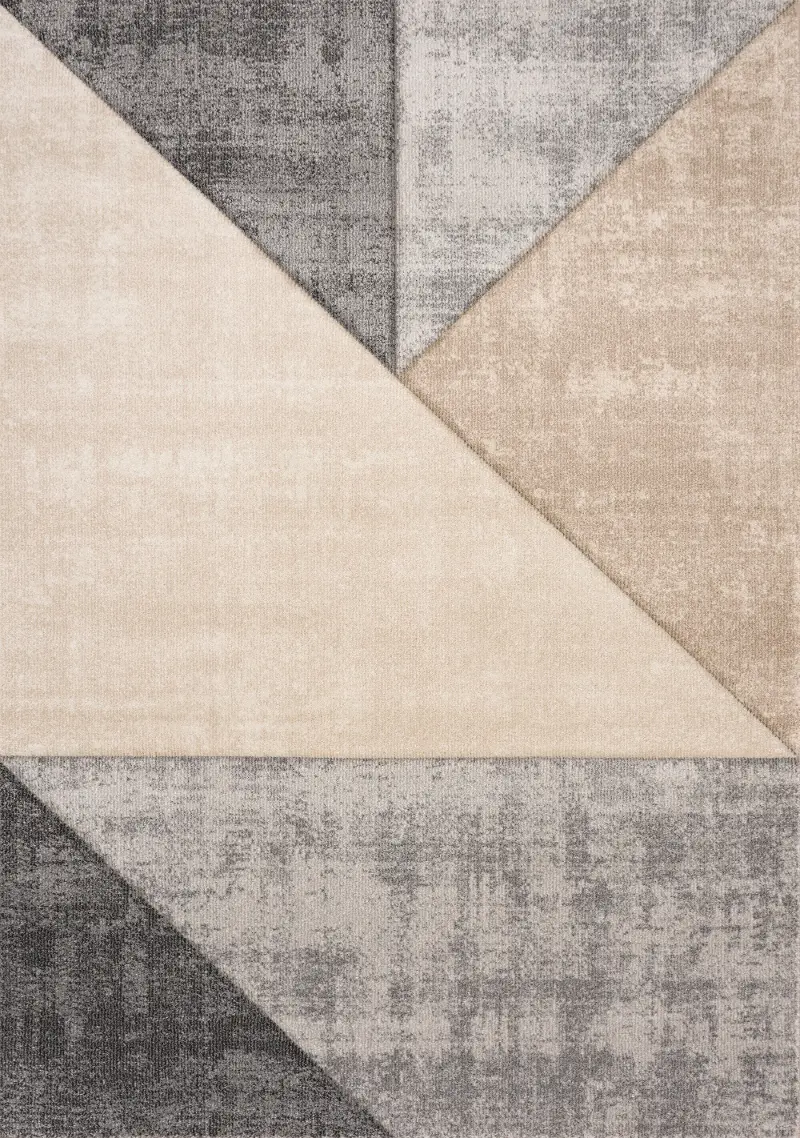 Folio 8 x 10 Neutral Carved Triangular Area Rug
