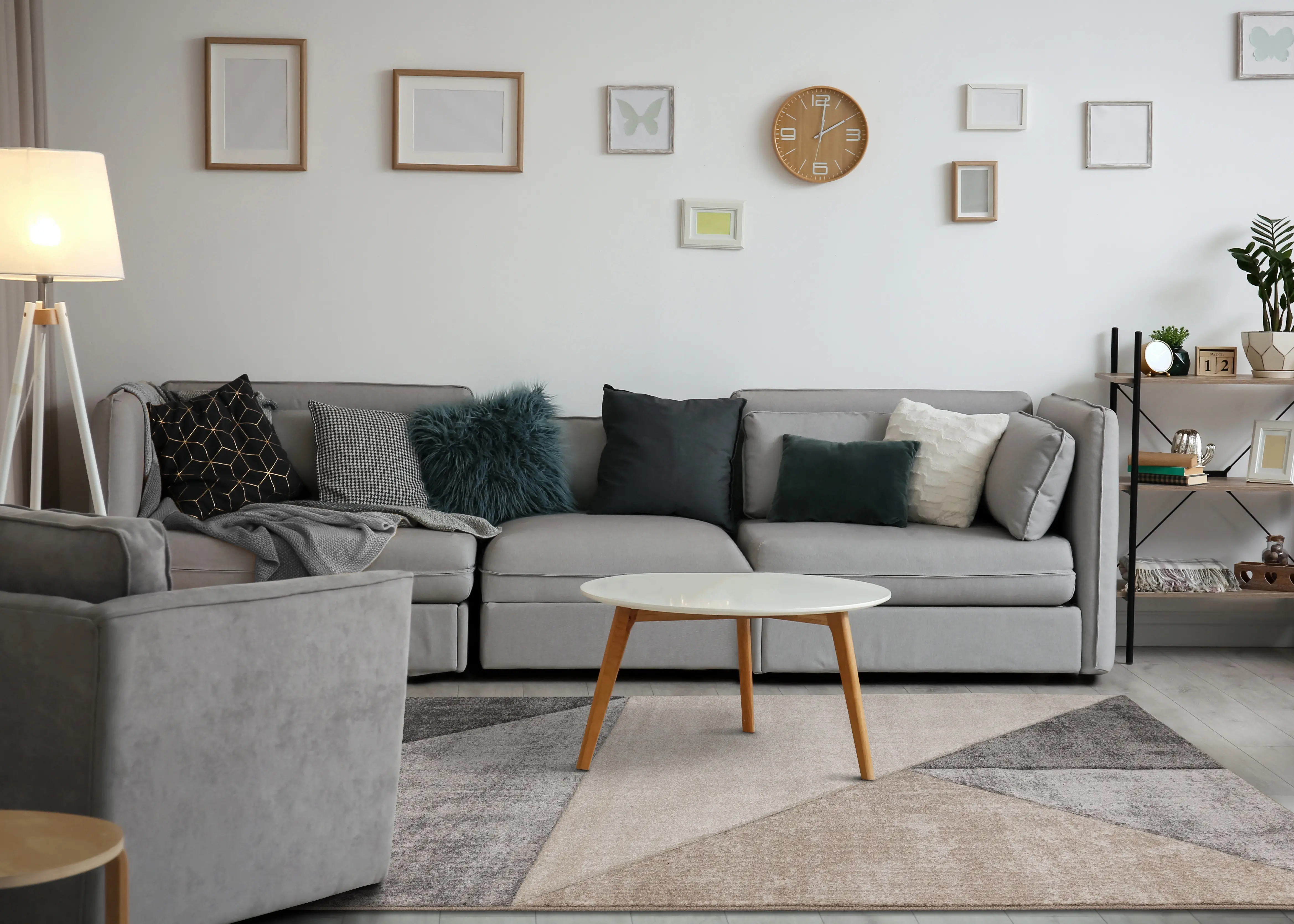 Folio 8 x 10 Neutral Carved Triangular Area Rug-4