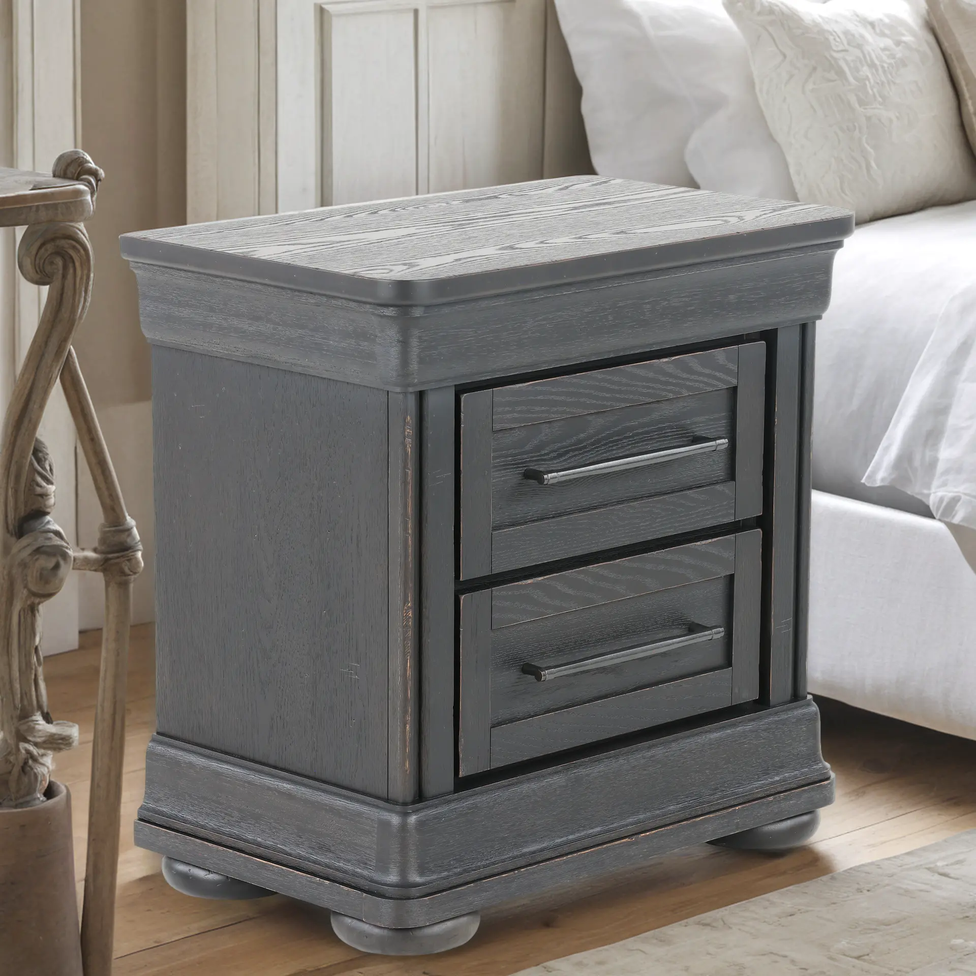 Country Living Black 2-Drawer Nightstand-12