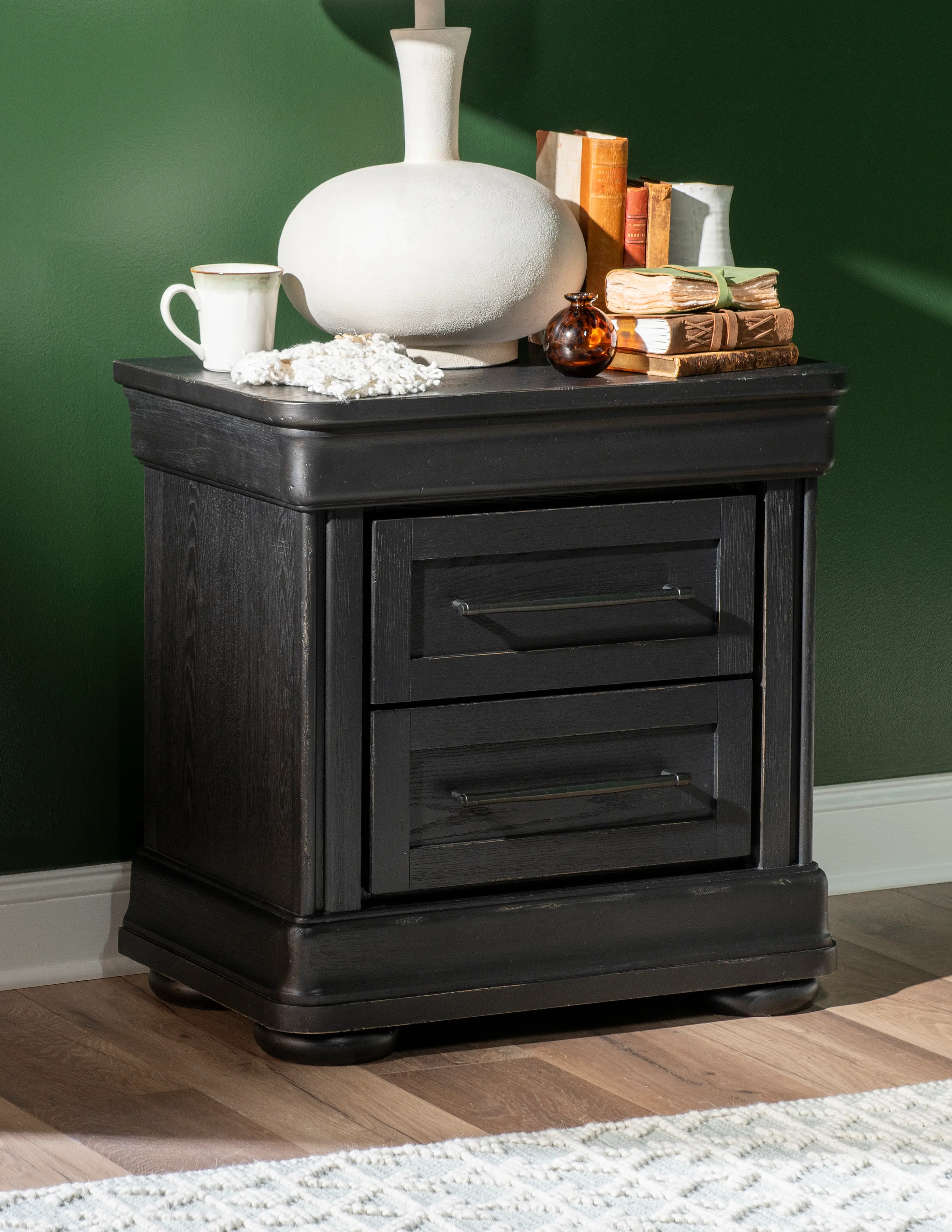 Country Living Black 2-Drawer Nightstand-2