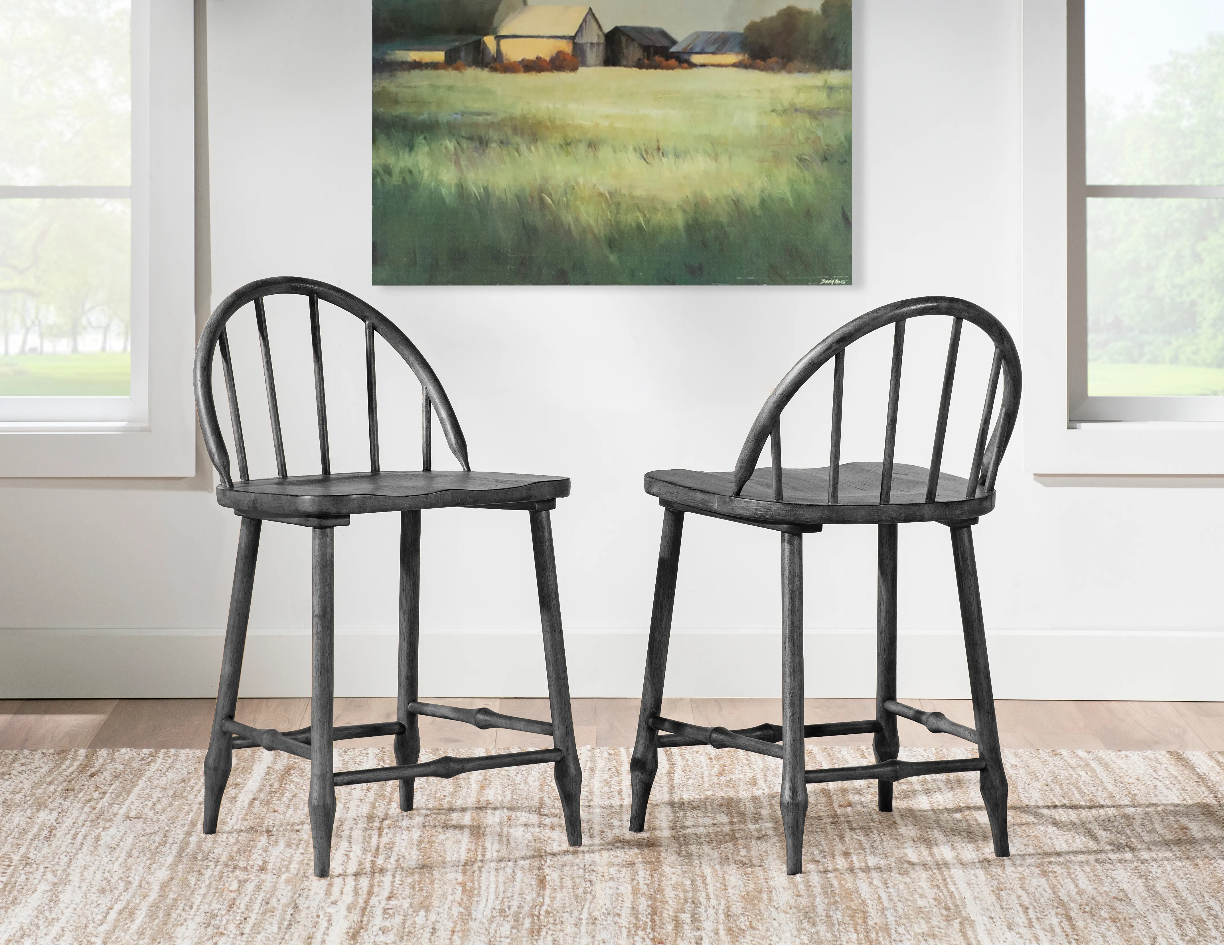 Country Living Black Windsor Counter Height Stool-2