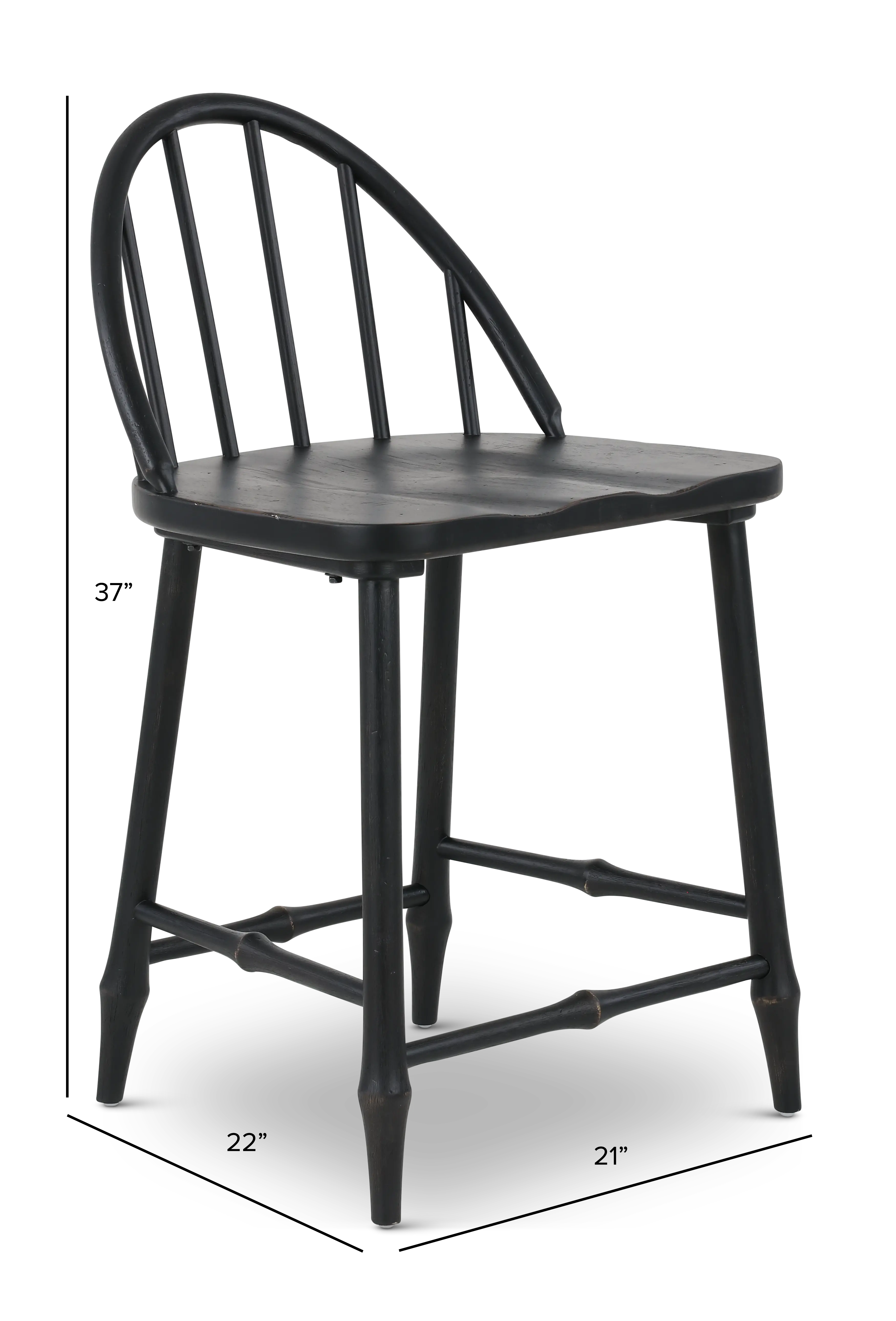 Country Living Black Windsor Counter Height Stool-3