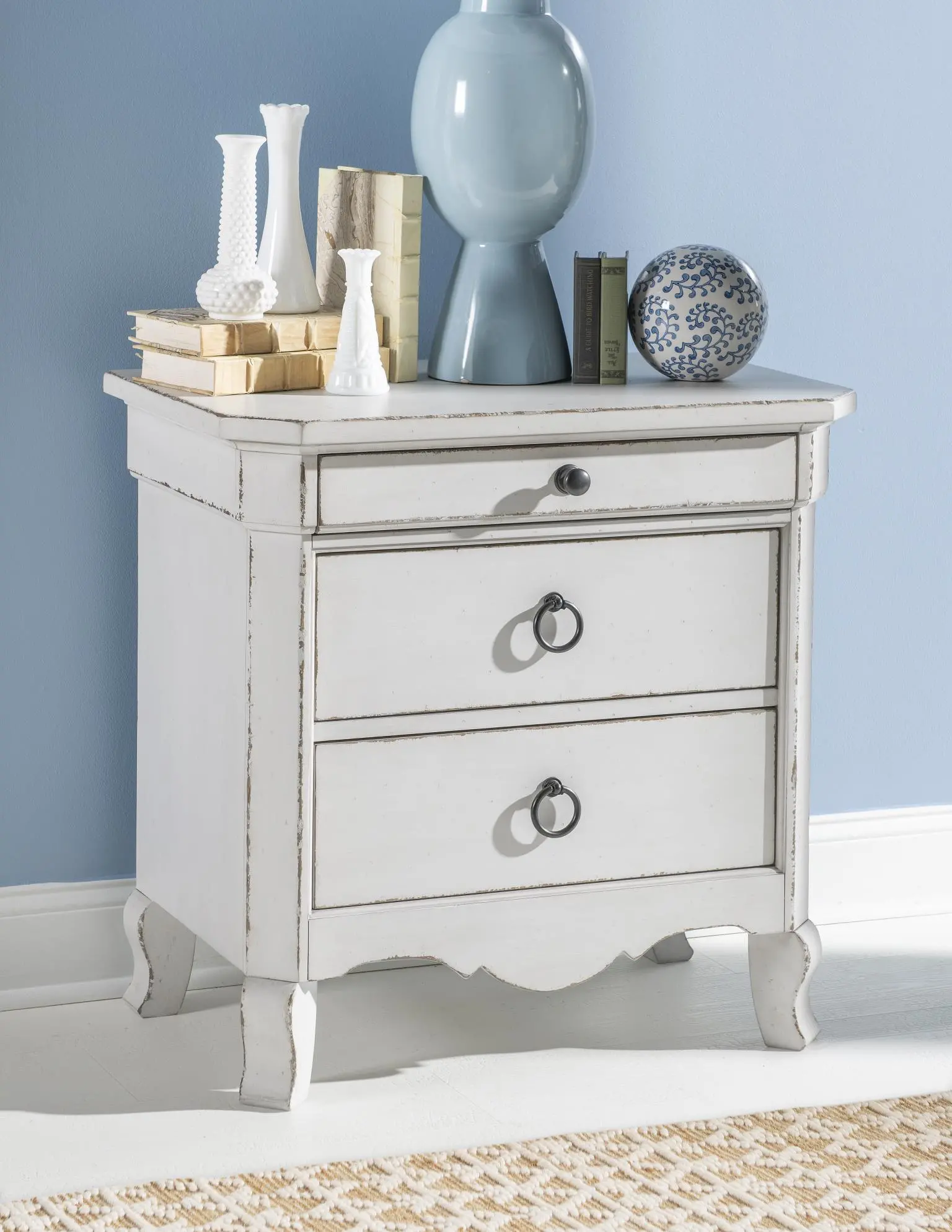 Country Living White Nightstand-2