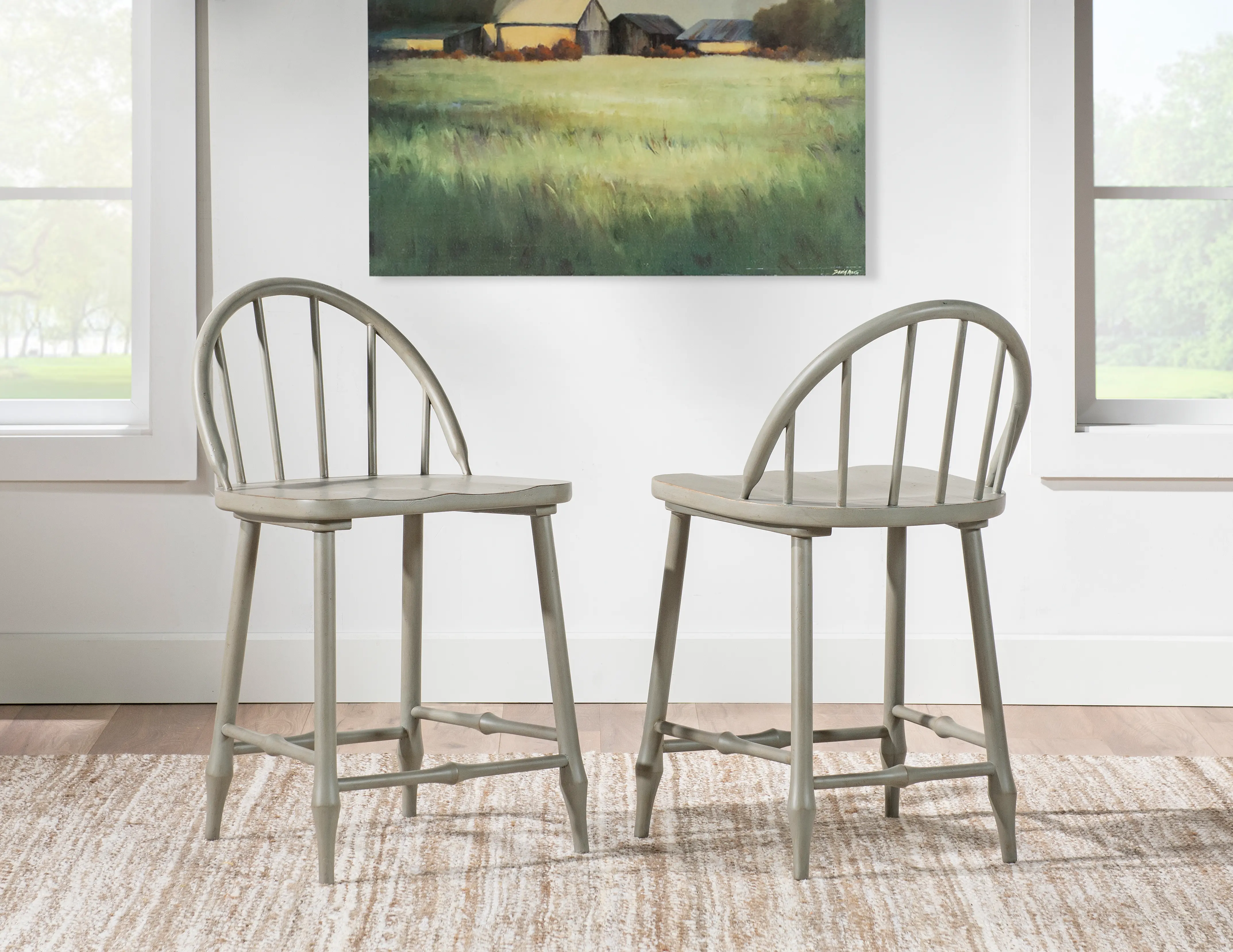 Country Living Moss Green Windsor Counter Height Stool-2