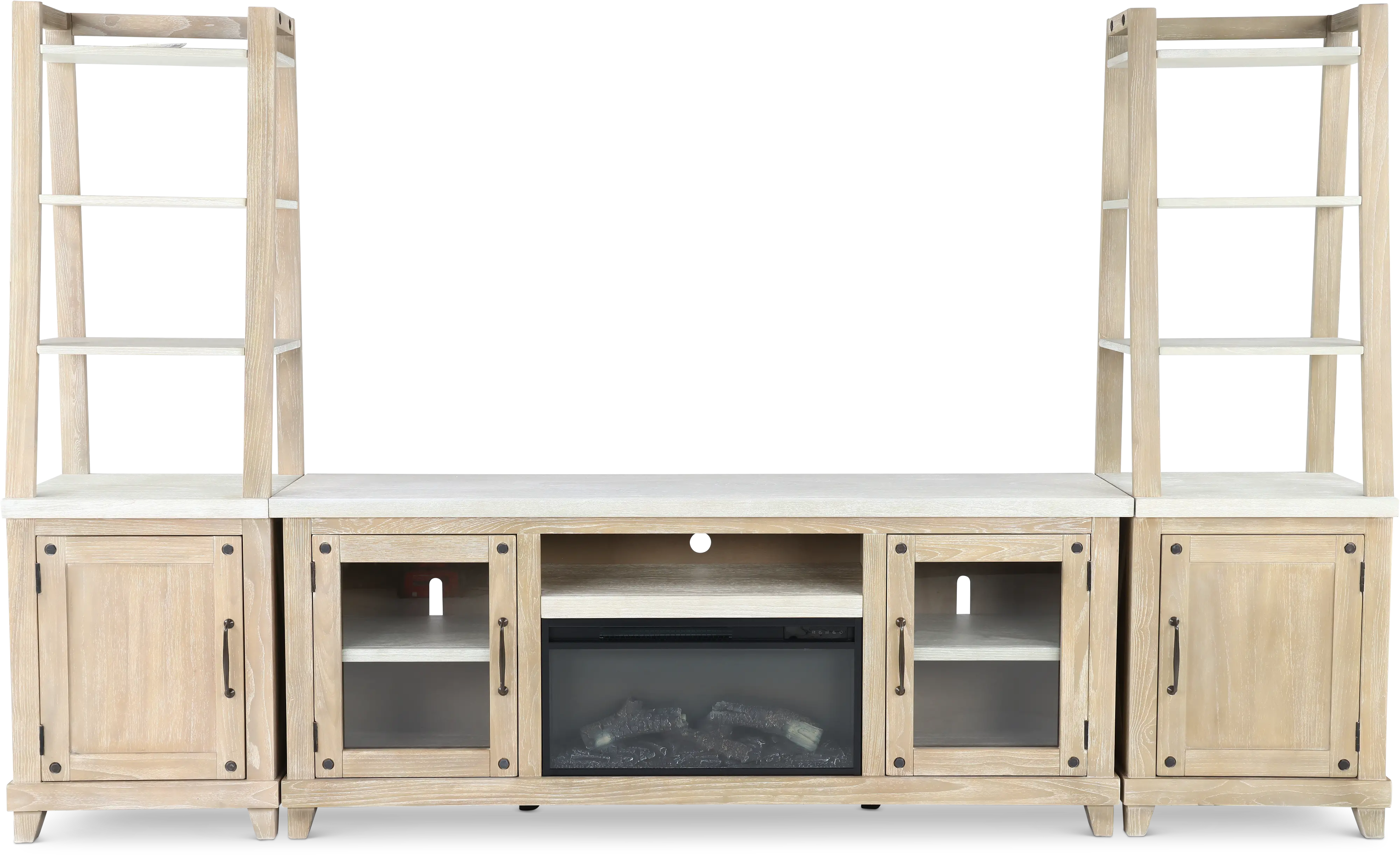Rivan 74  Natural Fireplace Entertainment Center-1