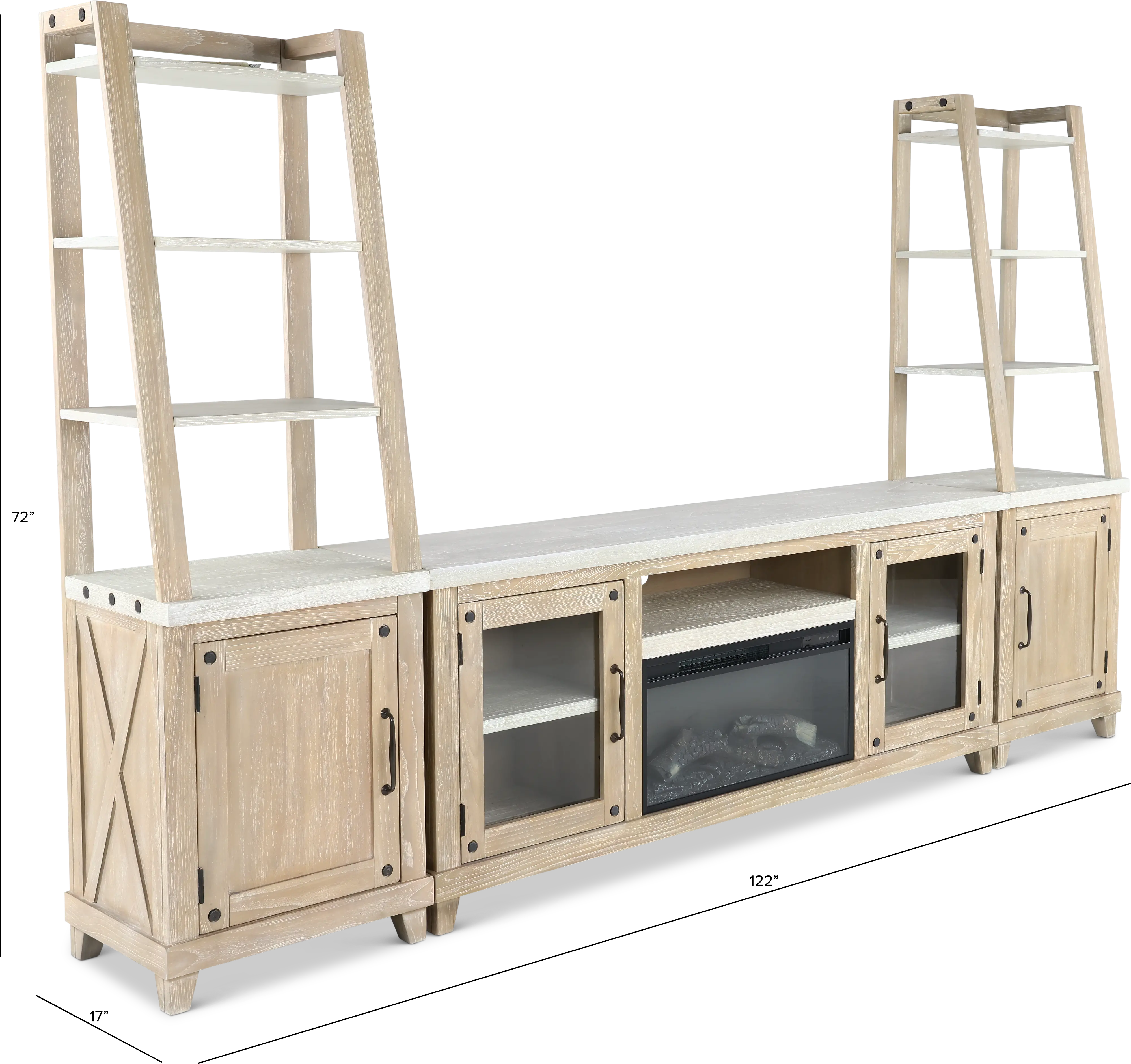 Rivan 74  Natural Fireplace Entertainment Center-3