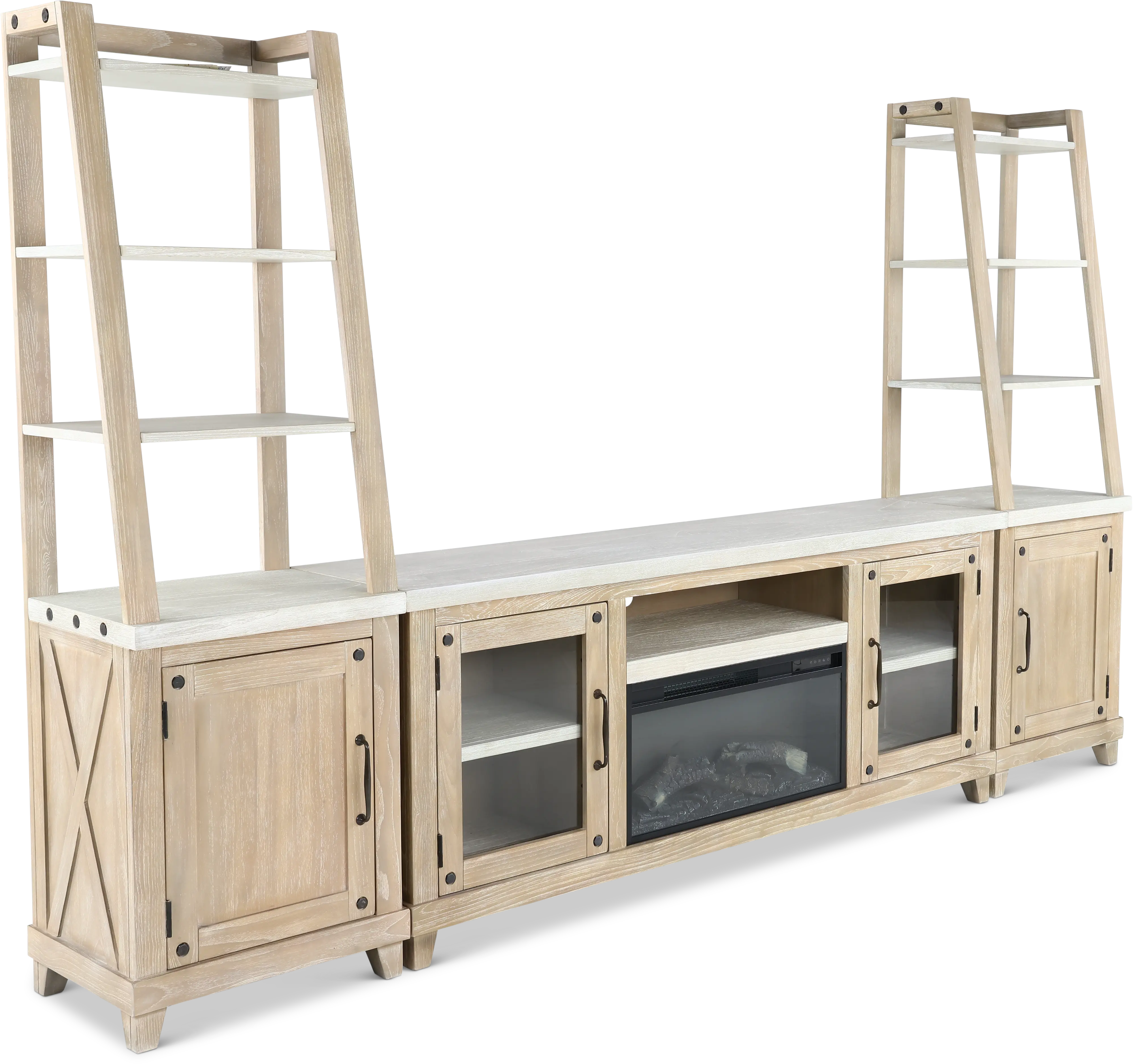 Rivan 74  Natural Fireplace Entertainment Center-4