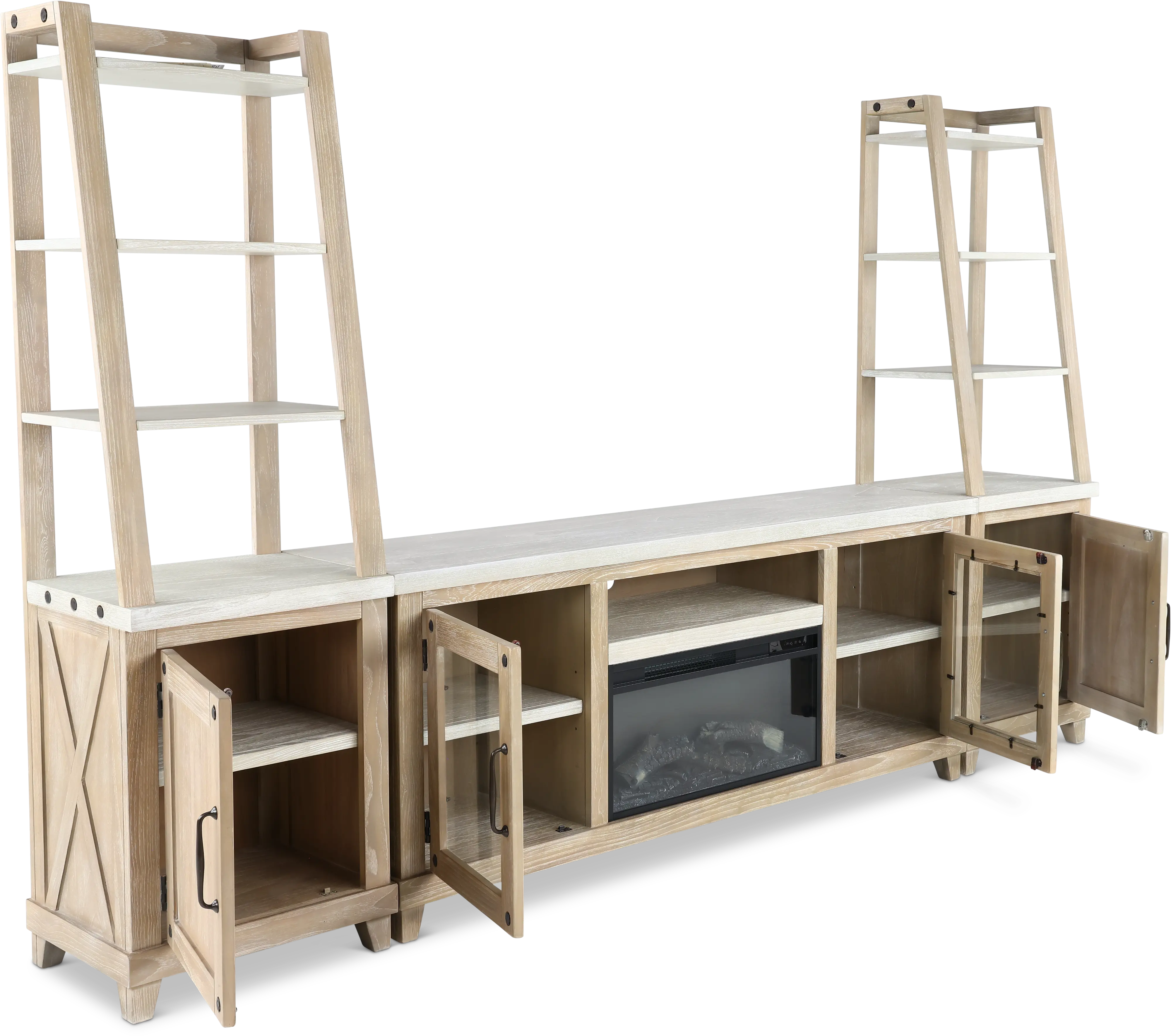 Rivan 74  Natural Fireplace Entertainment Center-6