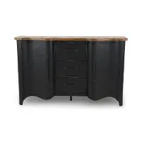 Country Living Black and Oak Scalloped Door Chest