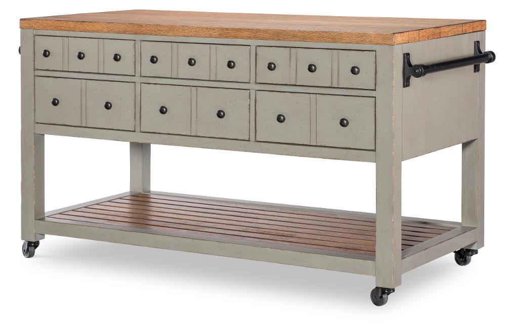 Country Living Oak and Moss Green Kitchen Island