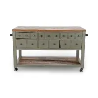 Country Living Oak and Moss Green Kitchen Island