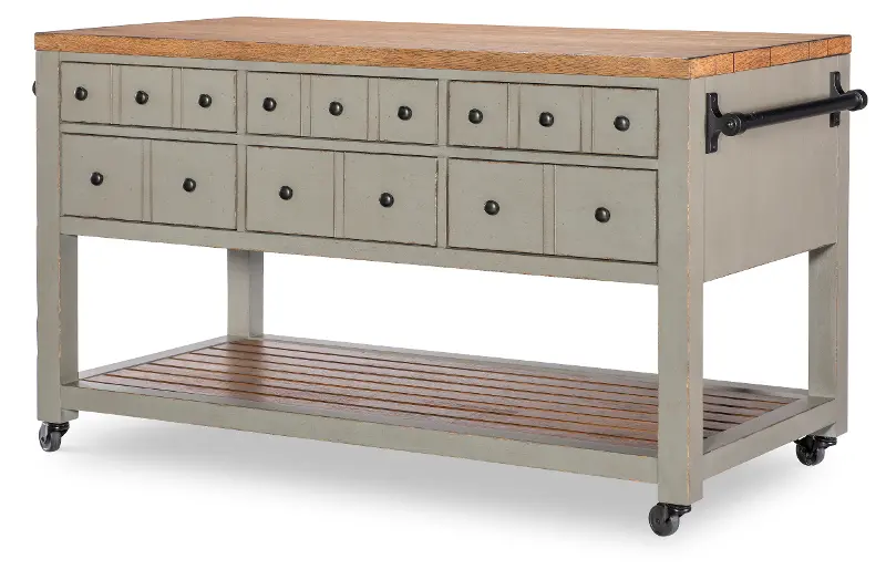 Country Living Oak and Moss Green Kitchen Island