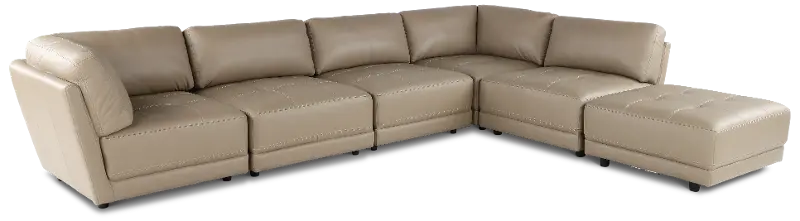 Nexus Cappuccino Brown Leather 6 Piece Sectional