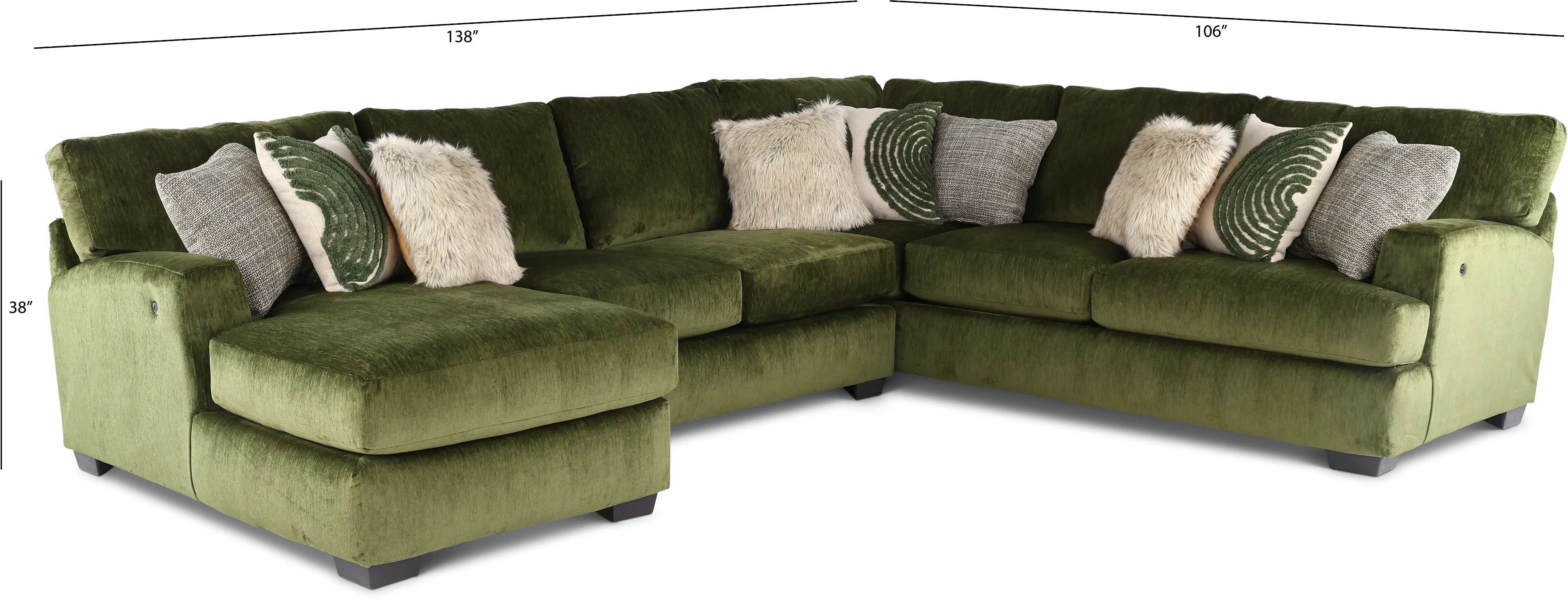 Pine Green 3 Piece Sectional-3