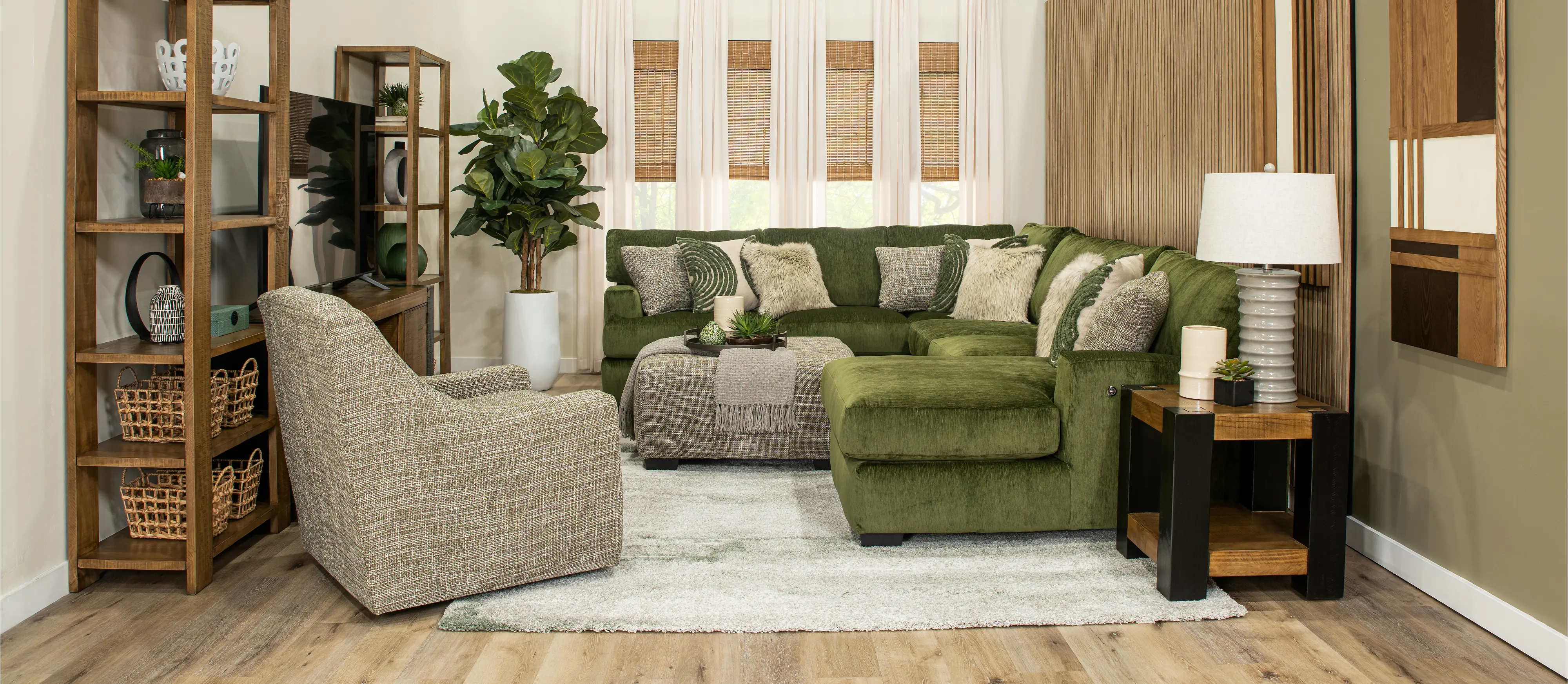 Pine Green 3 Piece Sectional-7