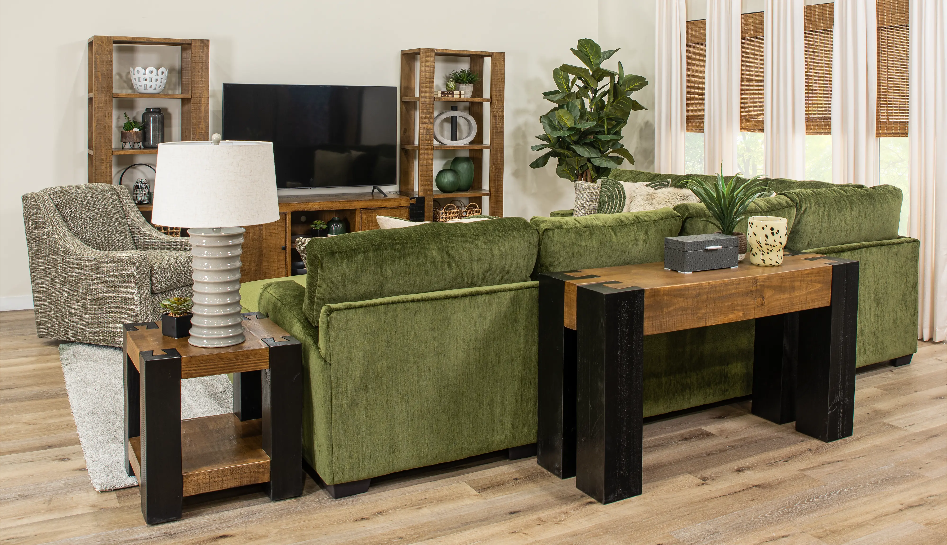 Pine Green 3 Piece Sectional-9