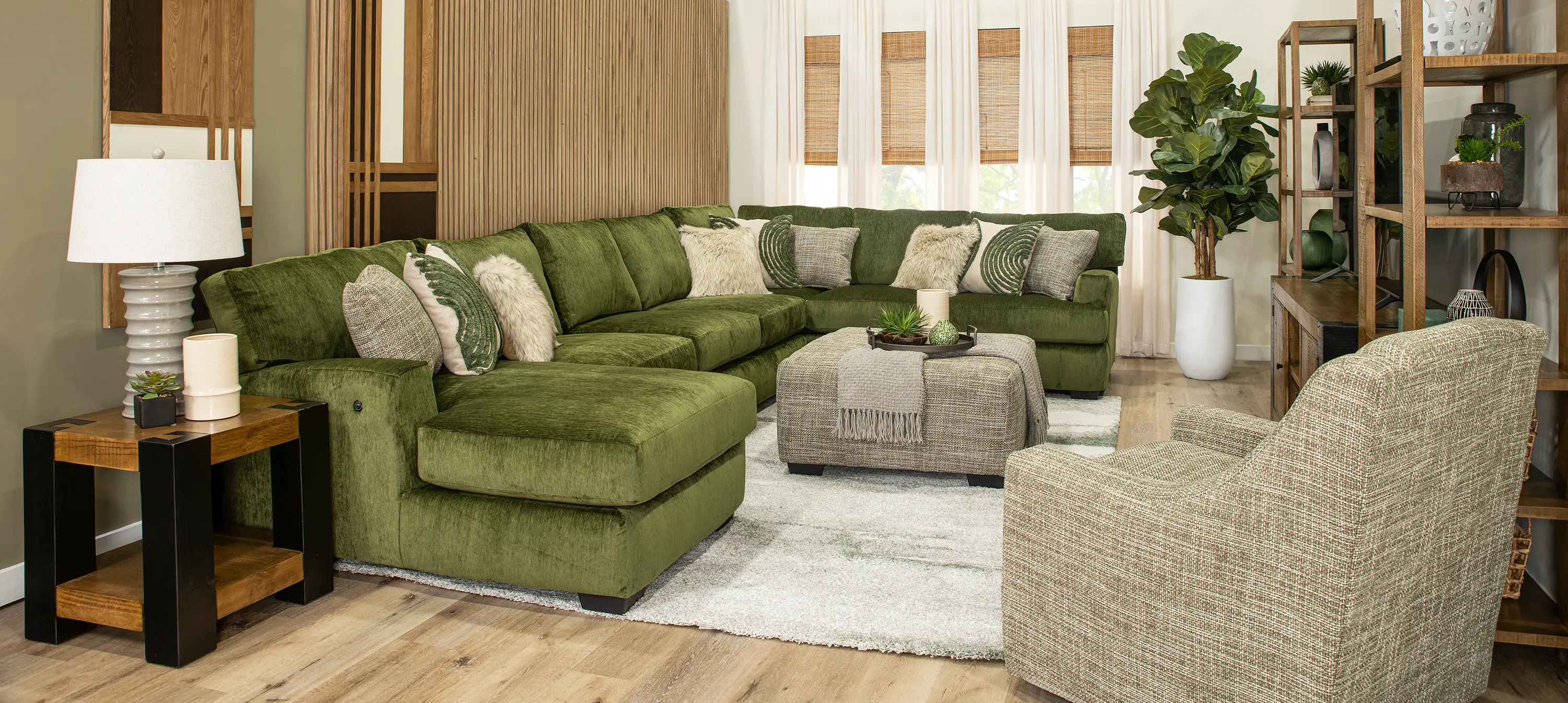 Pine Green 4 Piece Sectional-2