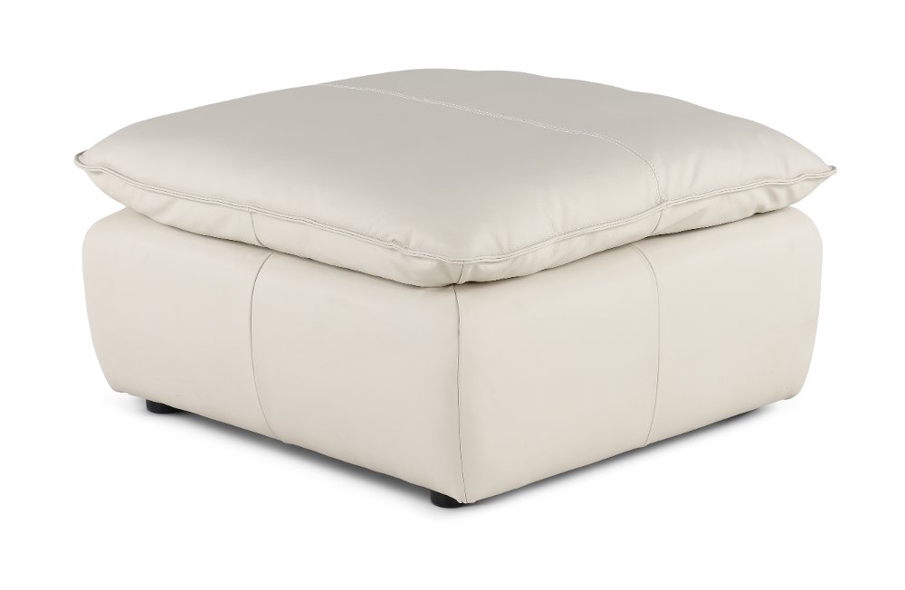 Oslo Off-White Leather Large Ottoman
