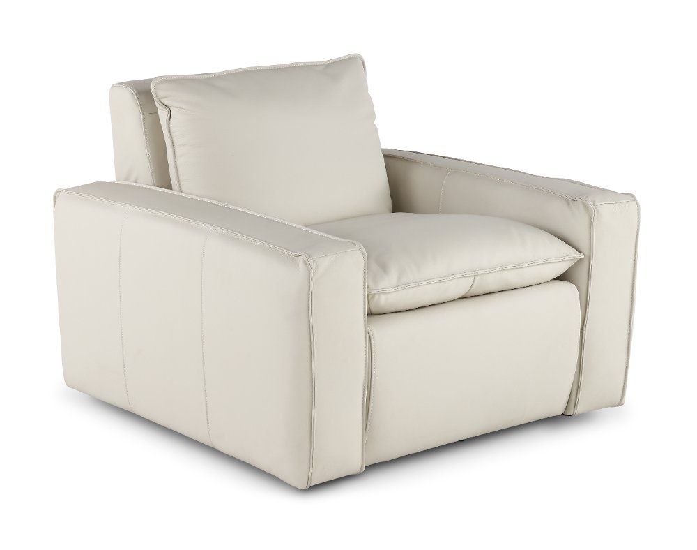 Oslo Off-White Leather Swivel Chair