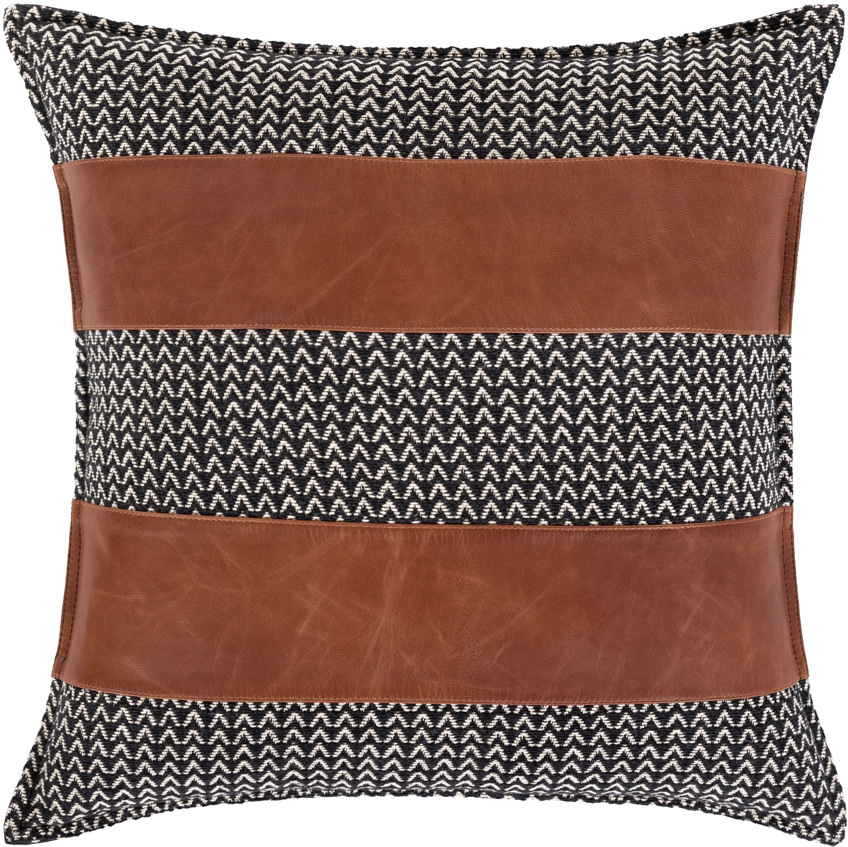FNA0012020P Fiona Black and Brown Leather Accent Pillow-2