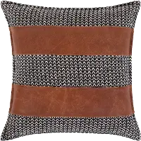 FNA0012020P Fiona Black and Brown Leather Accent Pillow