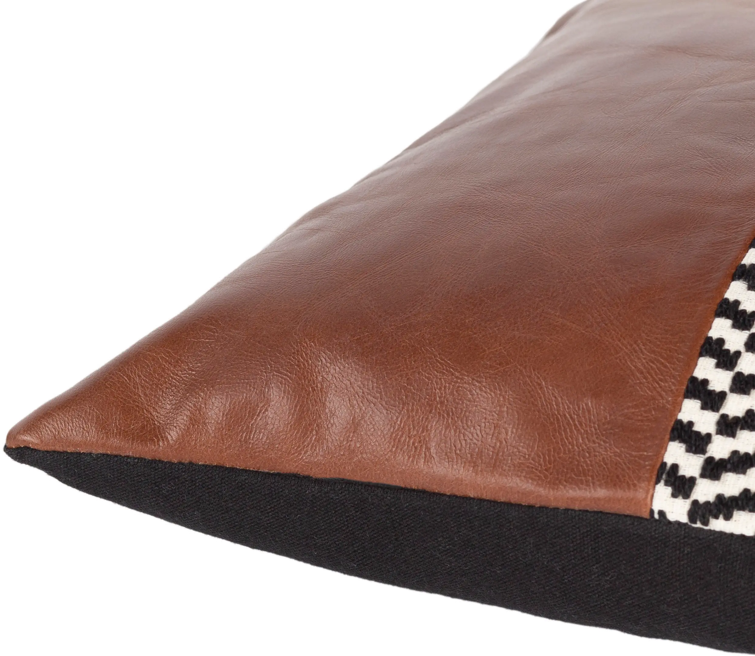 FNA0012020P Fiona Black and Brown Leather Accent Pillow-5