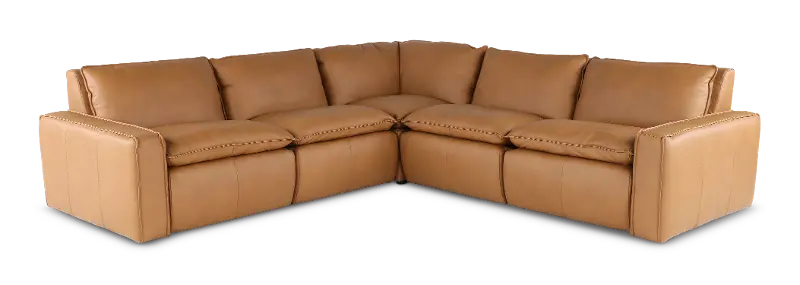 Oslo Tan Leather 5 Piece Sectional
