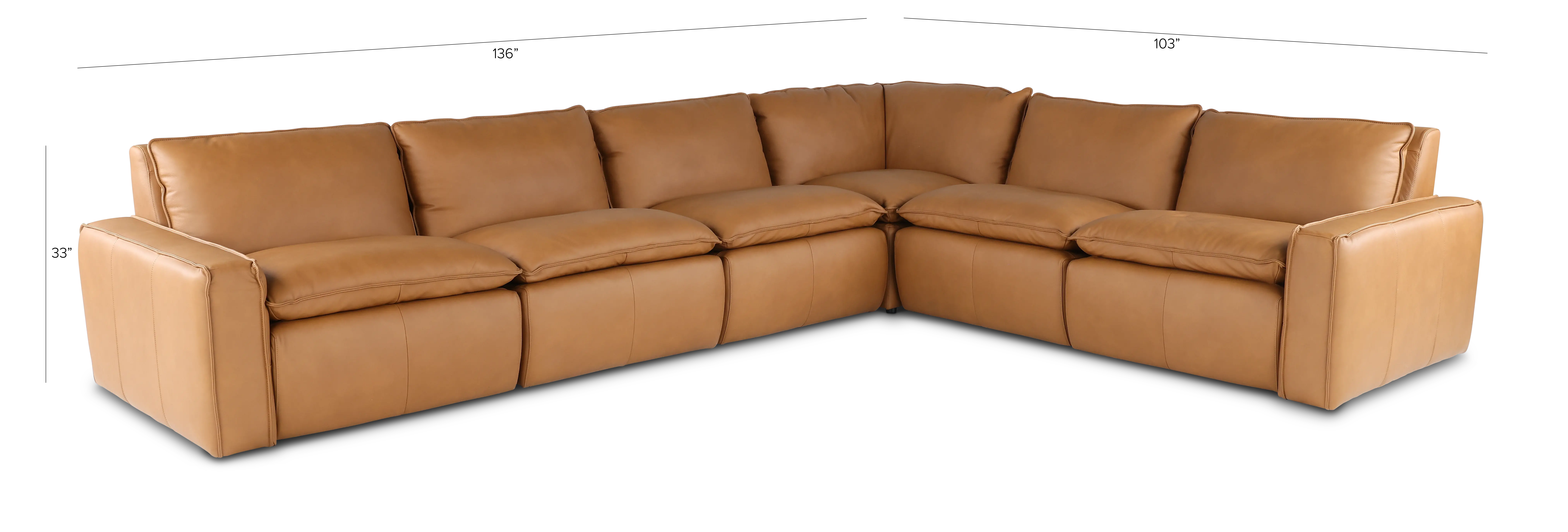 Oslo Tan Leather 6 Piece Sectional-2