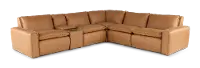 Oslo Antelope Tan Leather 6-Piece Sectional with Console