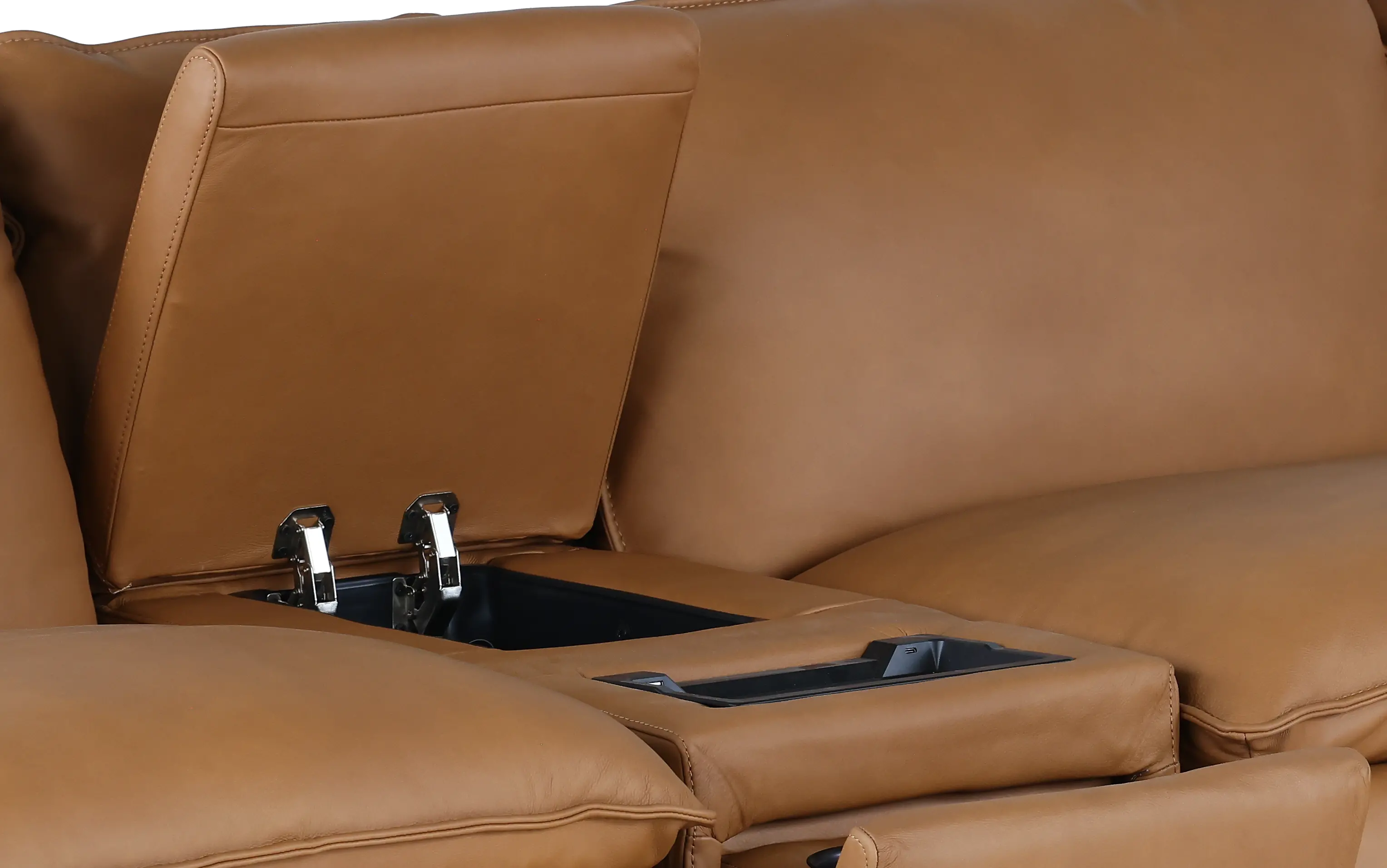 Oslo Tan Leather 6 Piece Sectional with Console-4