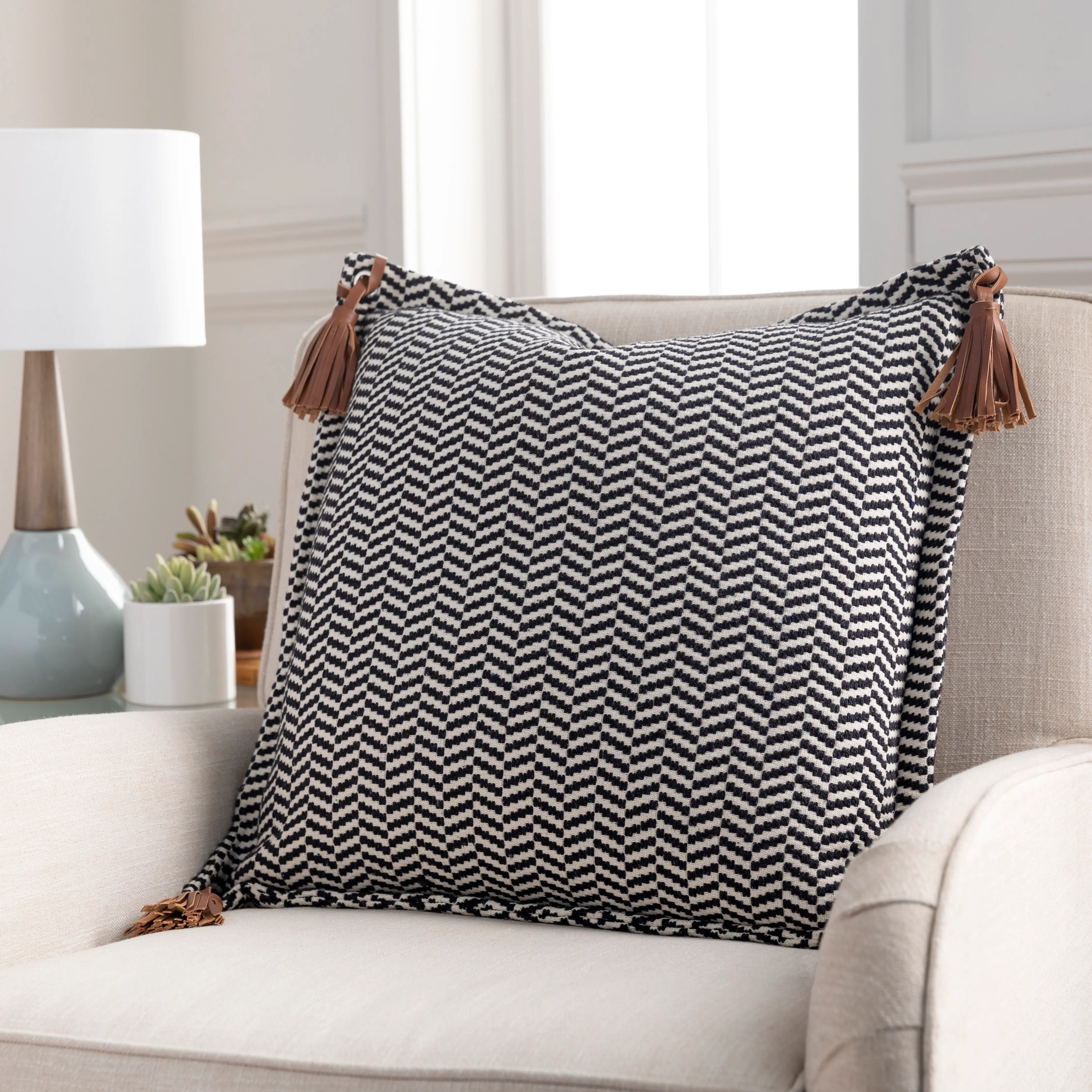 FNA0032020P Fiona II Brown Leather Accent Pillow-2