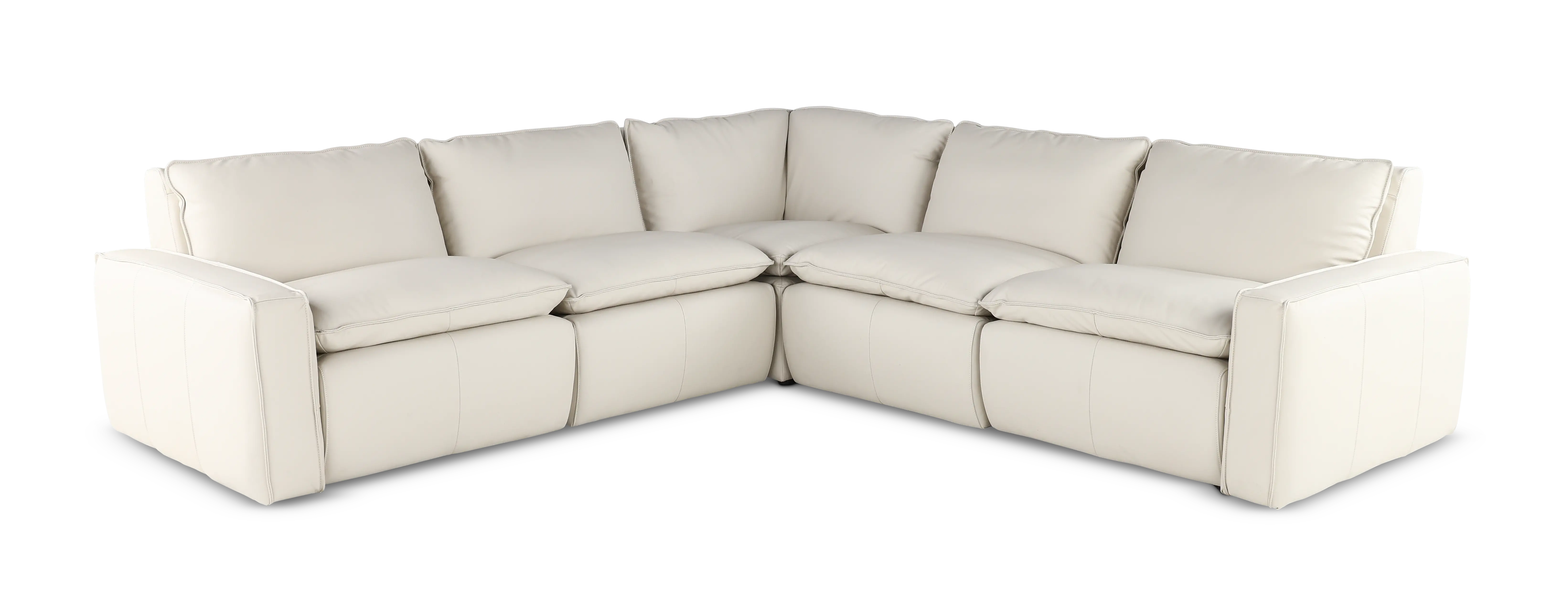 Oslo Off-White Leather 5 Piece Sectional-1