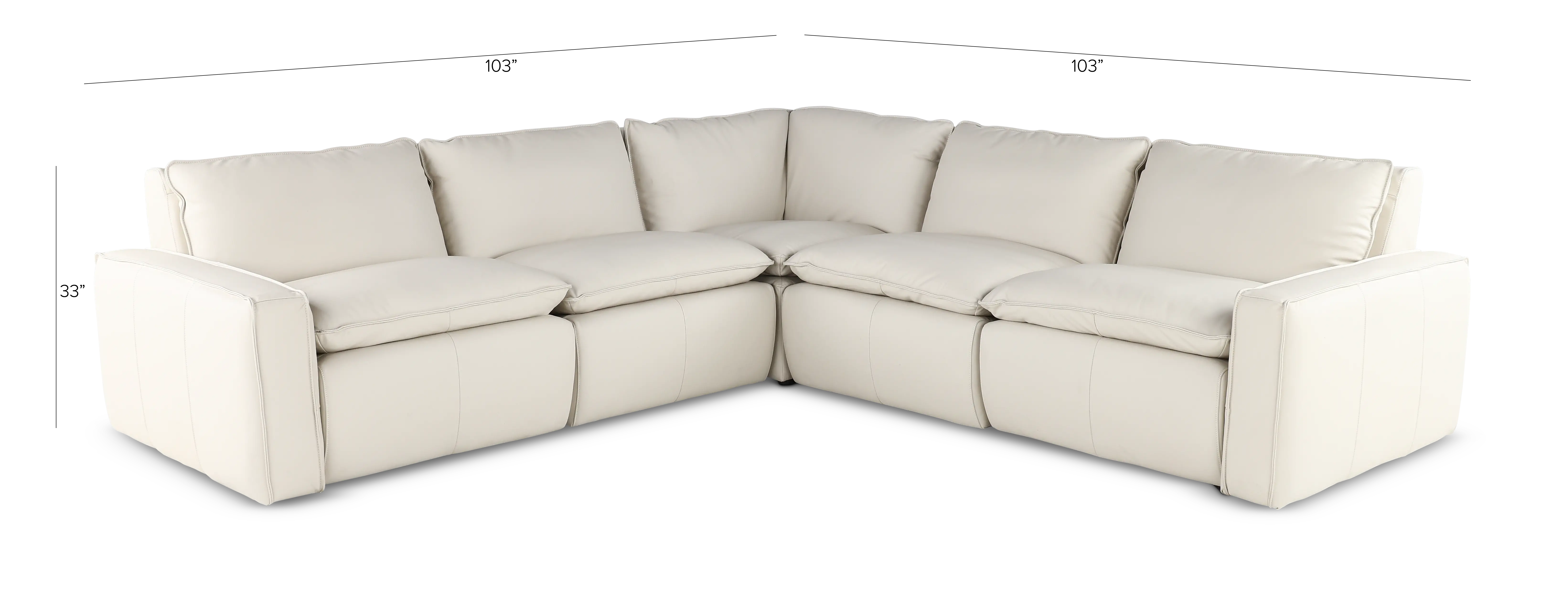 Oslo Off-White Leather 5 Piece Sectional-2