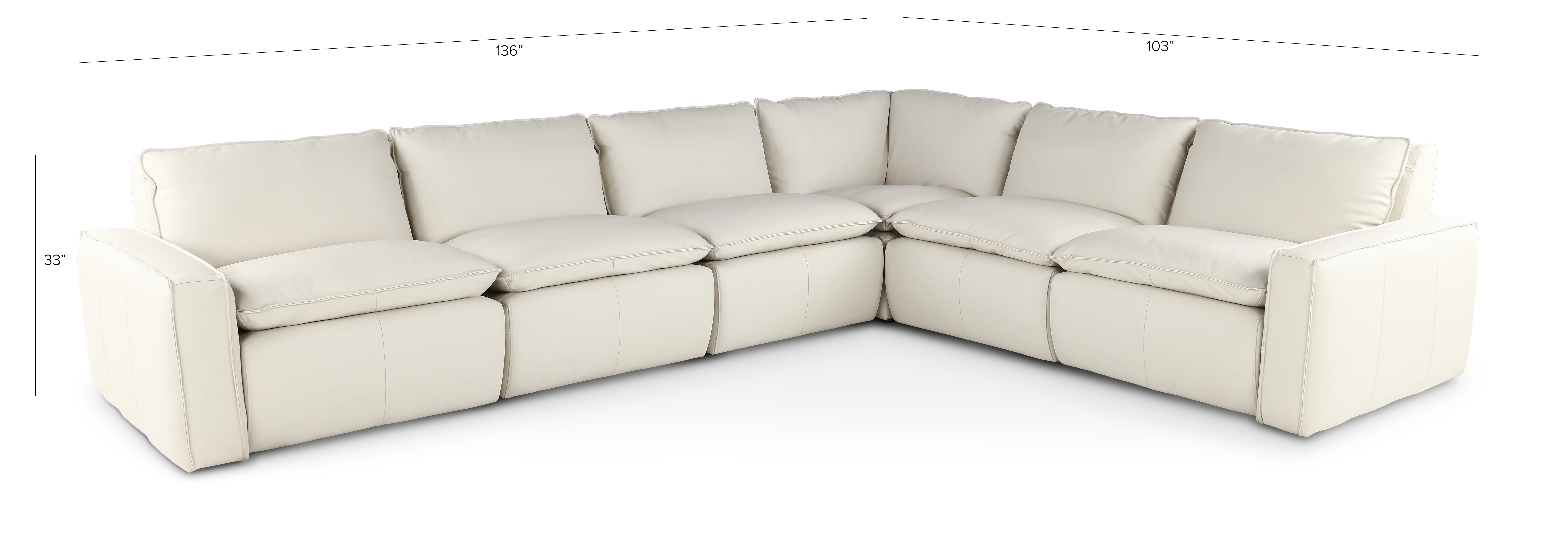 Oslo Off-White Leather 6 Piece Sectional-2