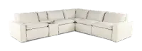 Oslo Off-White Leather 6 Piece Sectional with Console