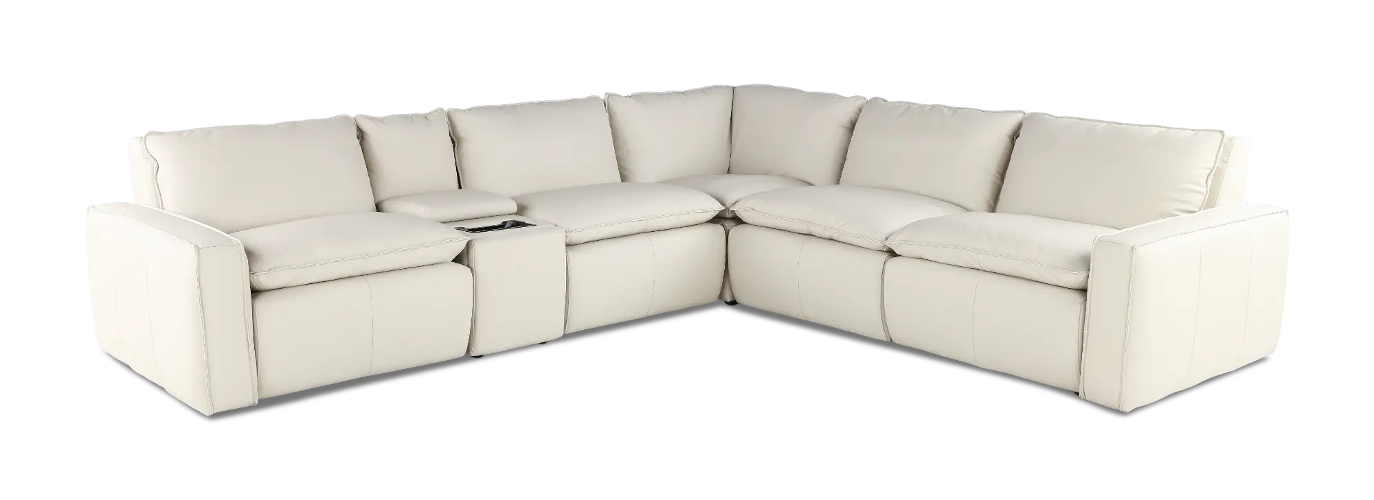 PLACEBO MAXIMUM ファンボード ホワイト　リローデッド　6.6 Oslo Off-White Leather 6 Piece Sectional with Console | RC Willey