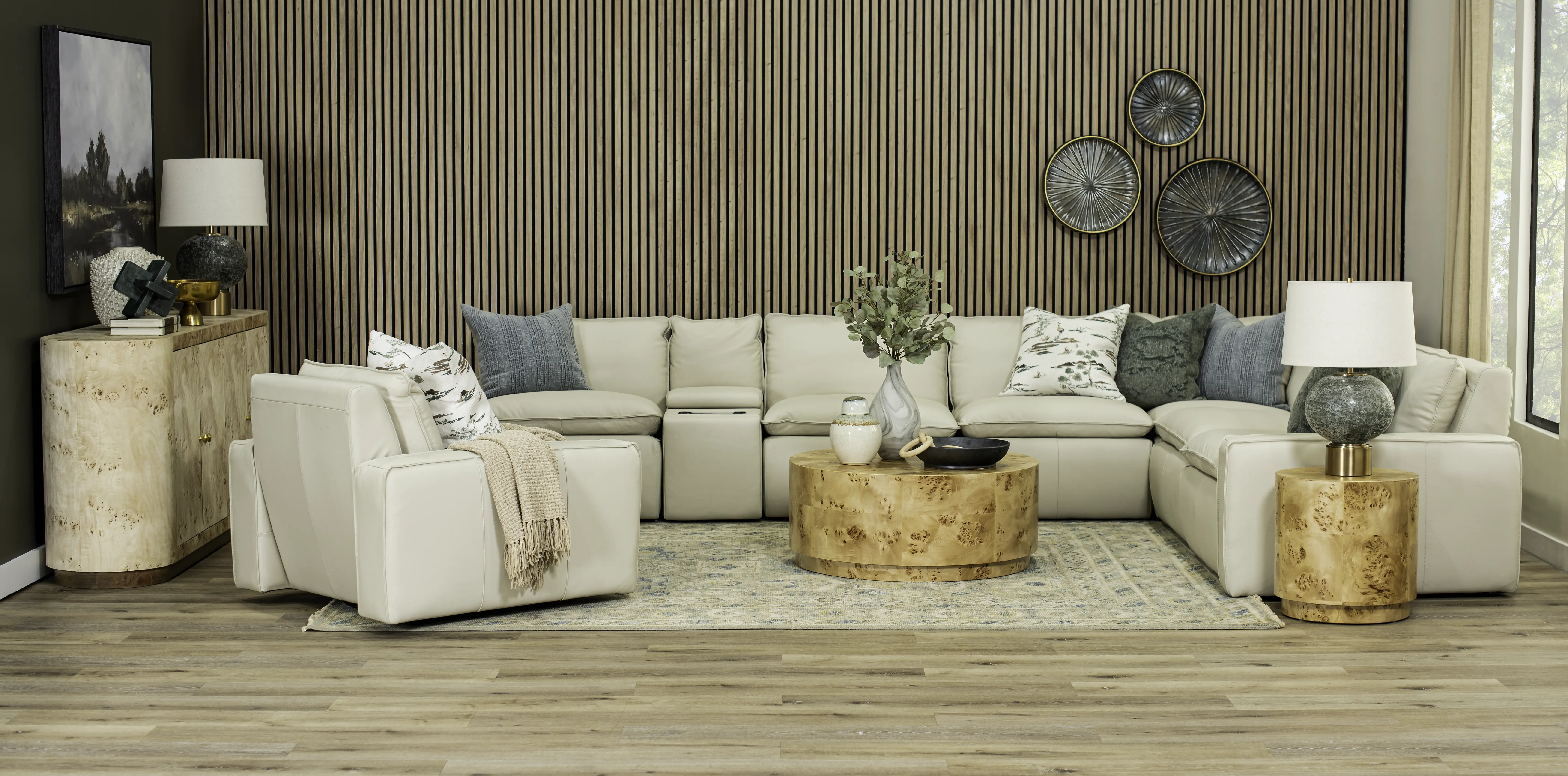 Oslo Off-White Leather 7 Piece Sectional-2