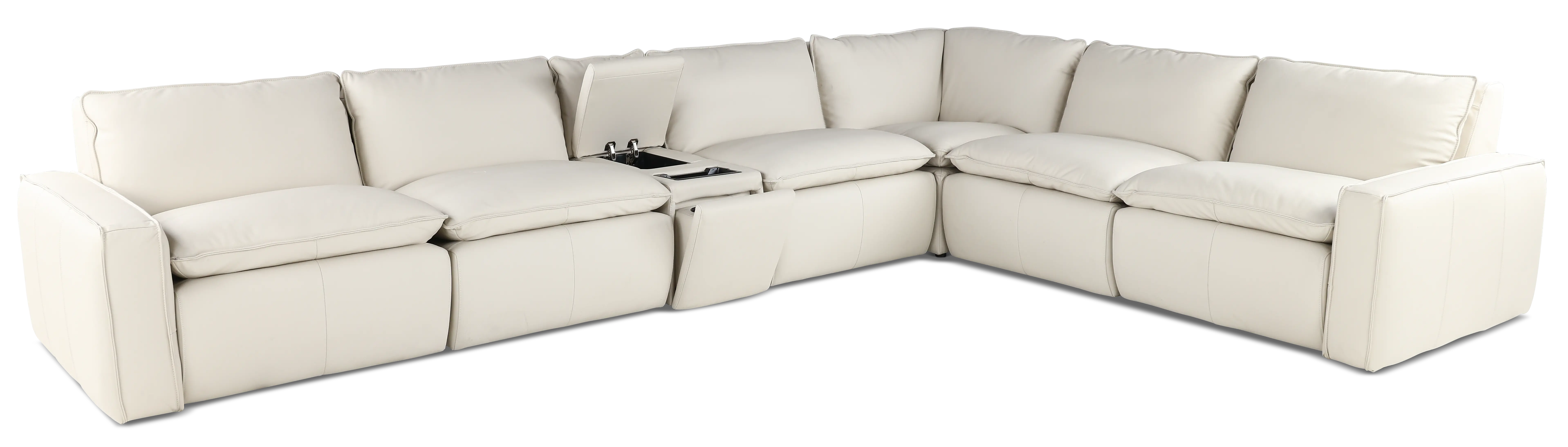 Oslo Off-White Leather 7 Piece Sectional-3