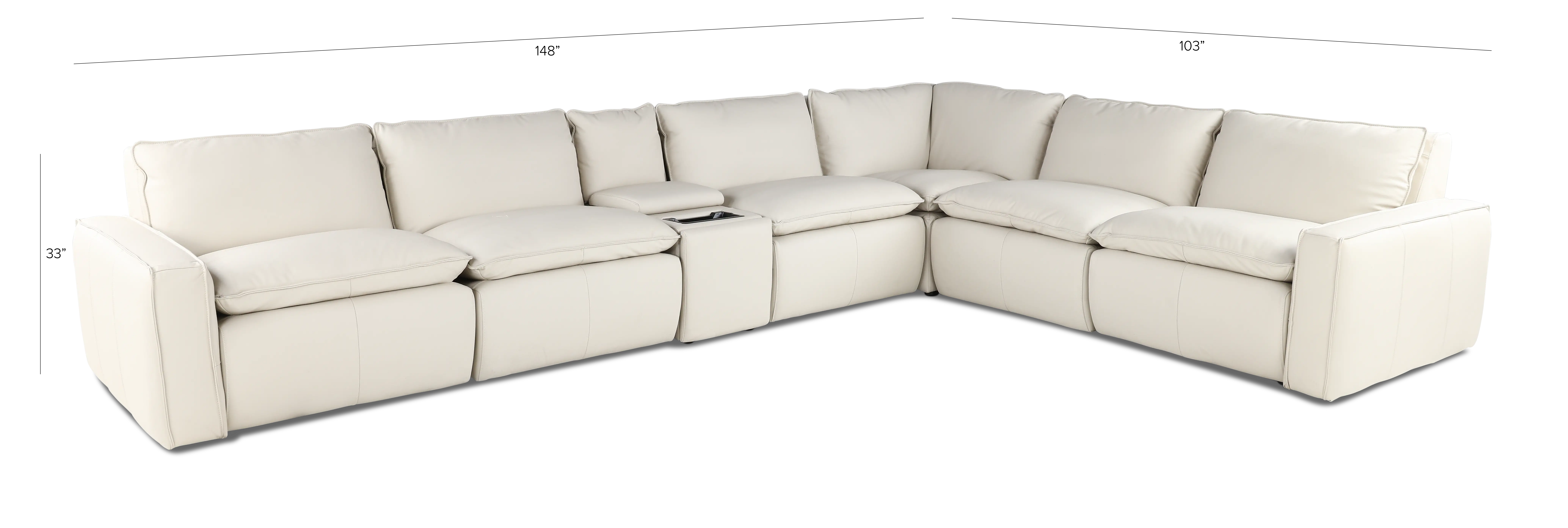 Oslo Off-White Leather 7 Piece Sectional-4