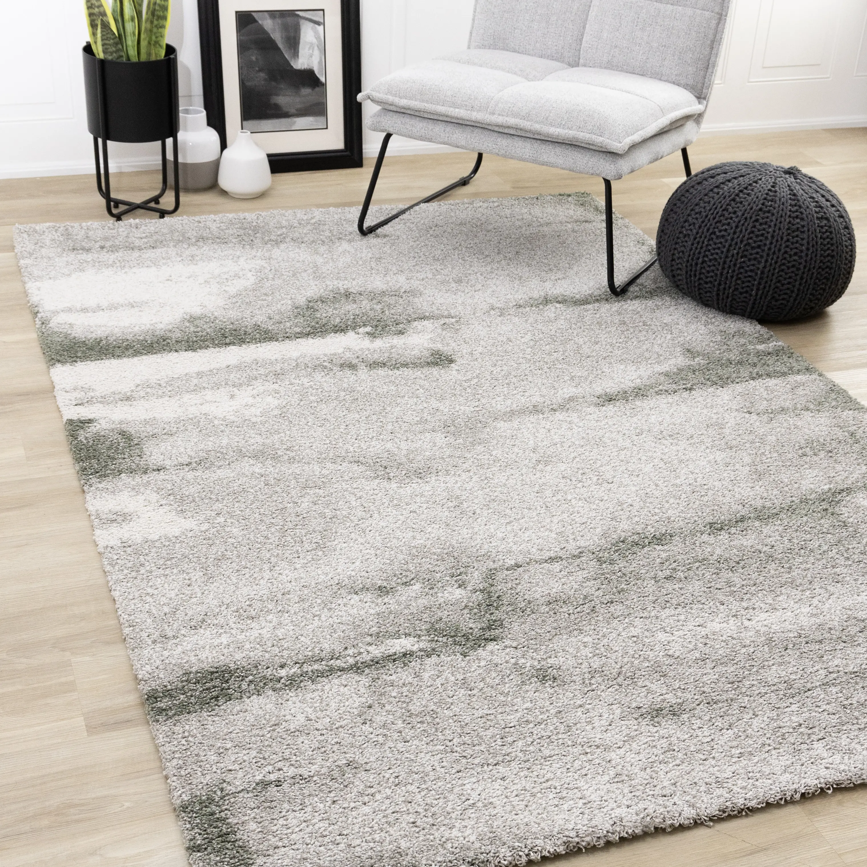 Mora 5 x 8 Gray and Green Area Rug-2
