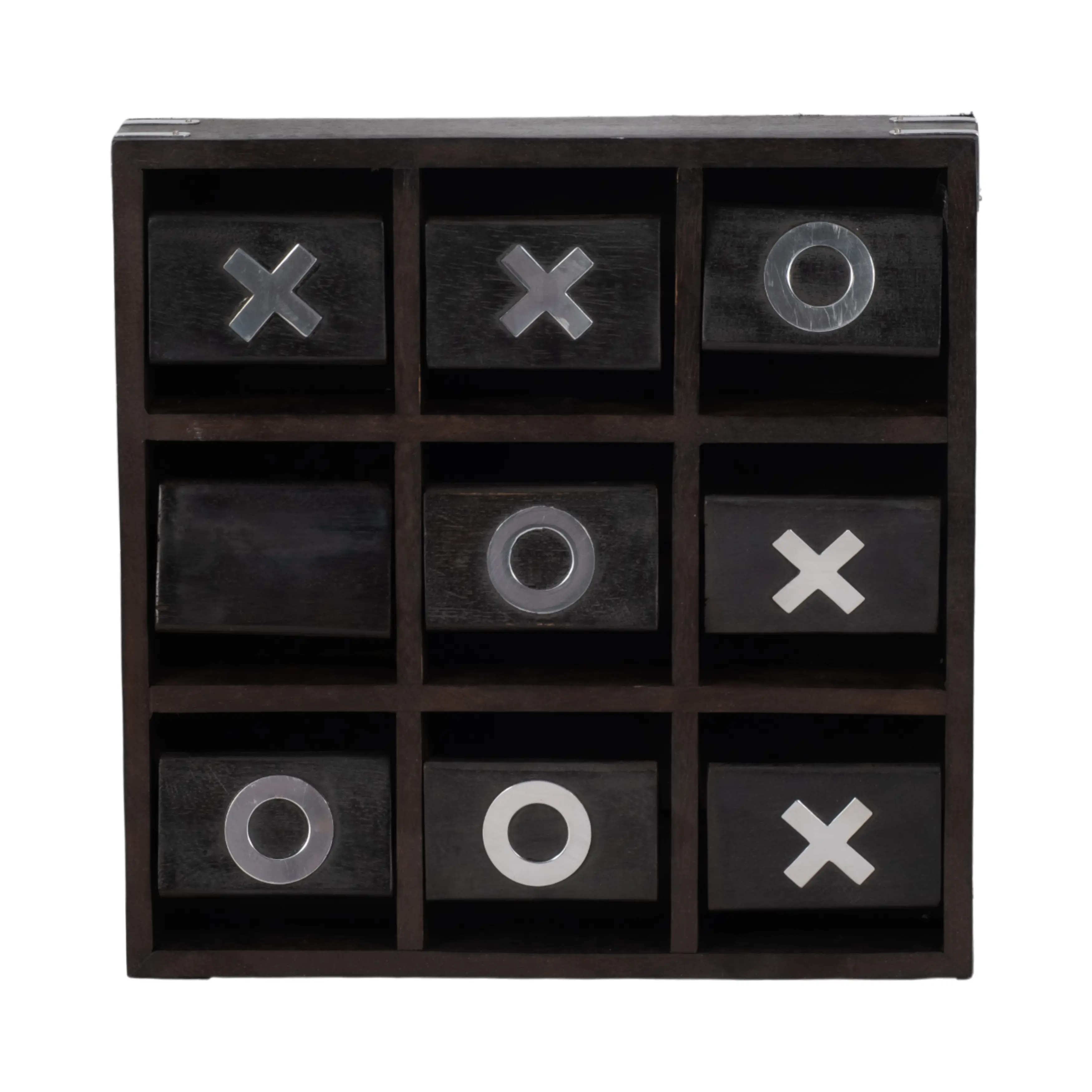 Wood and Black Revolving Tic Tac Toe Game-1