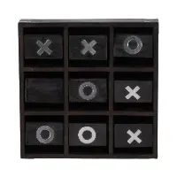 Wood and Black Revolving Tic Tac Toe Game