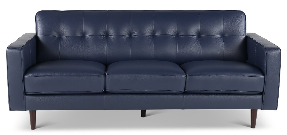 Stark Blue Leather Sofa