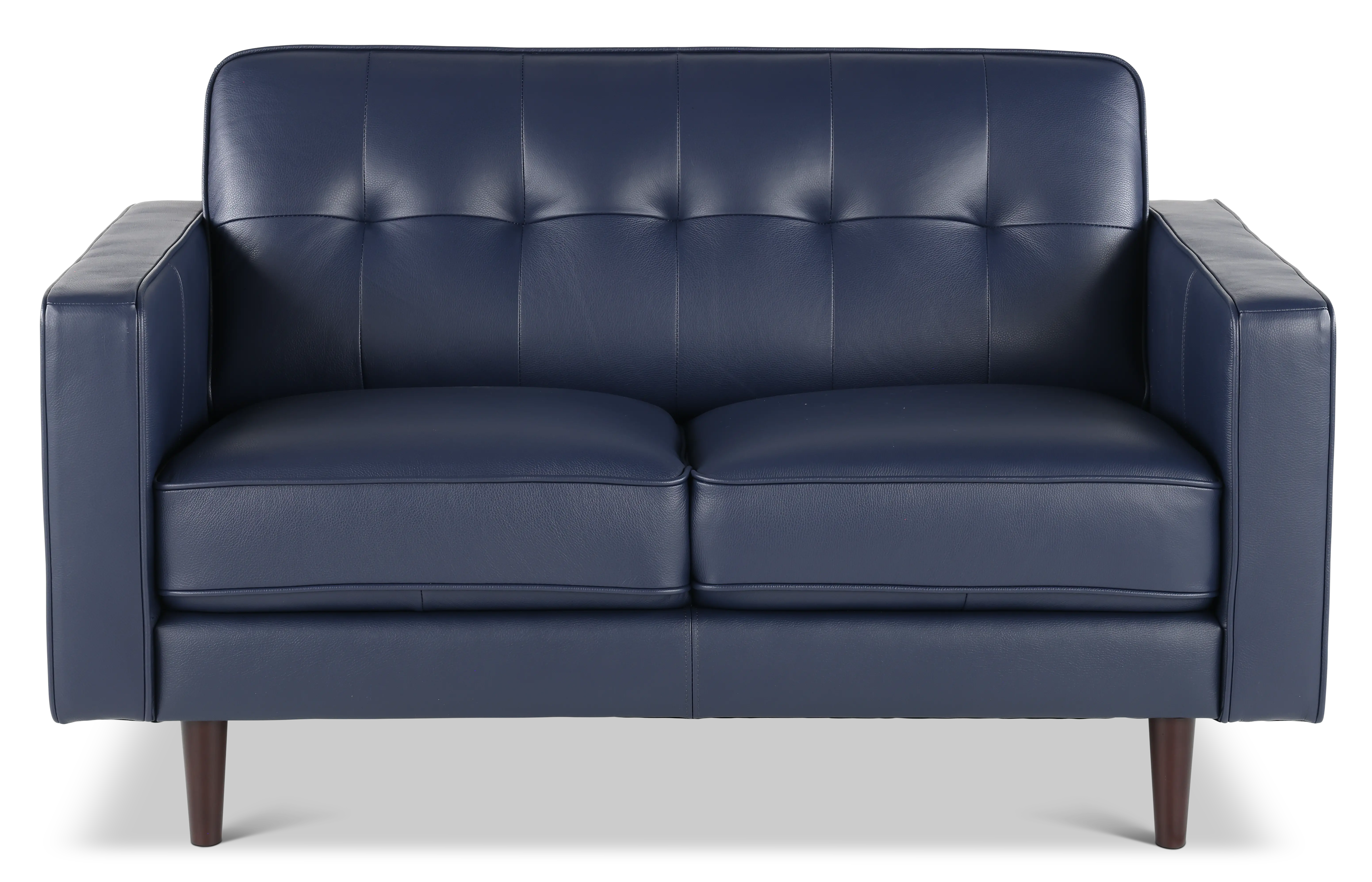Stark Blue Leather Loveseat-1