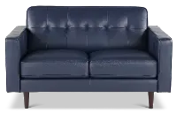 Stark Blue Leather Loveseat
