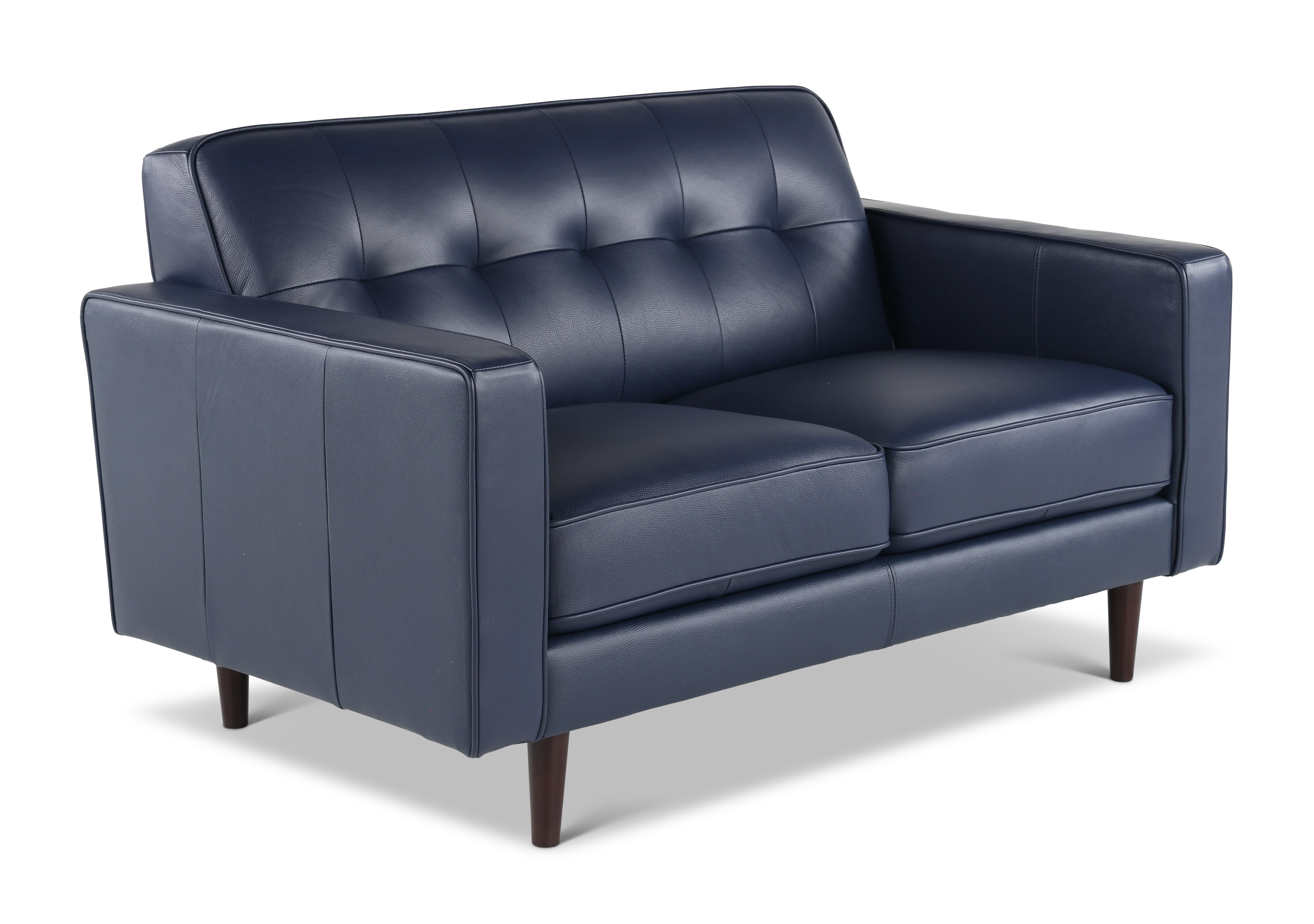 Stark Blue Leather Loveseat-2