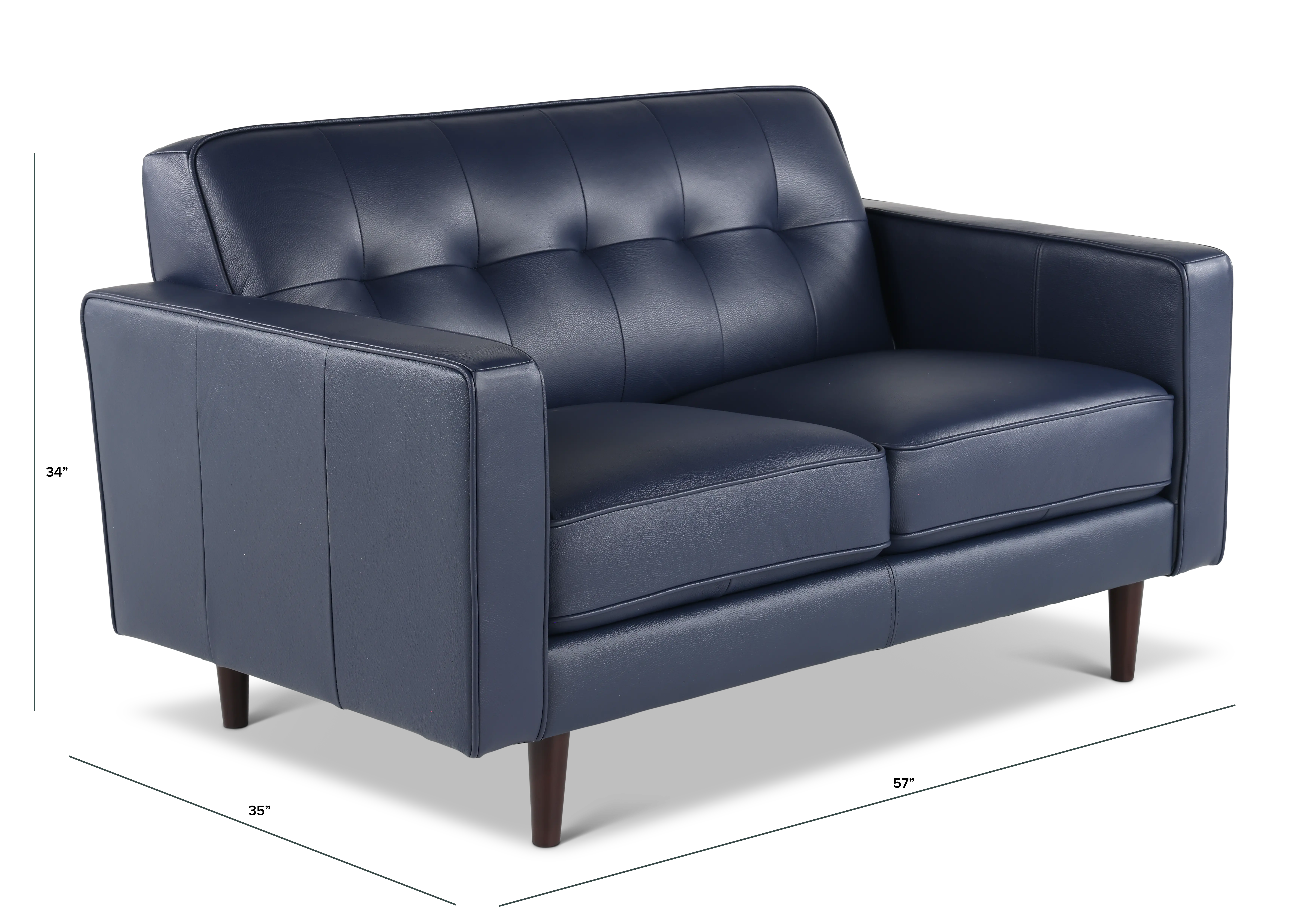 Stark Blue Leather Loveseat-3